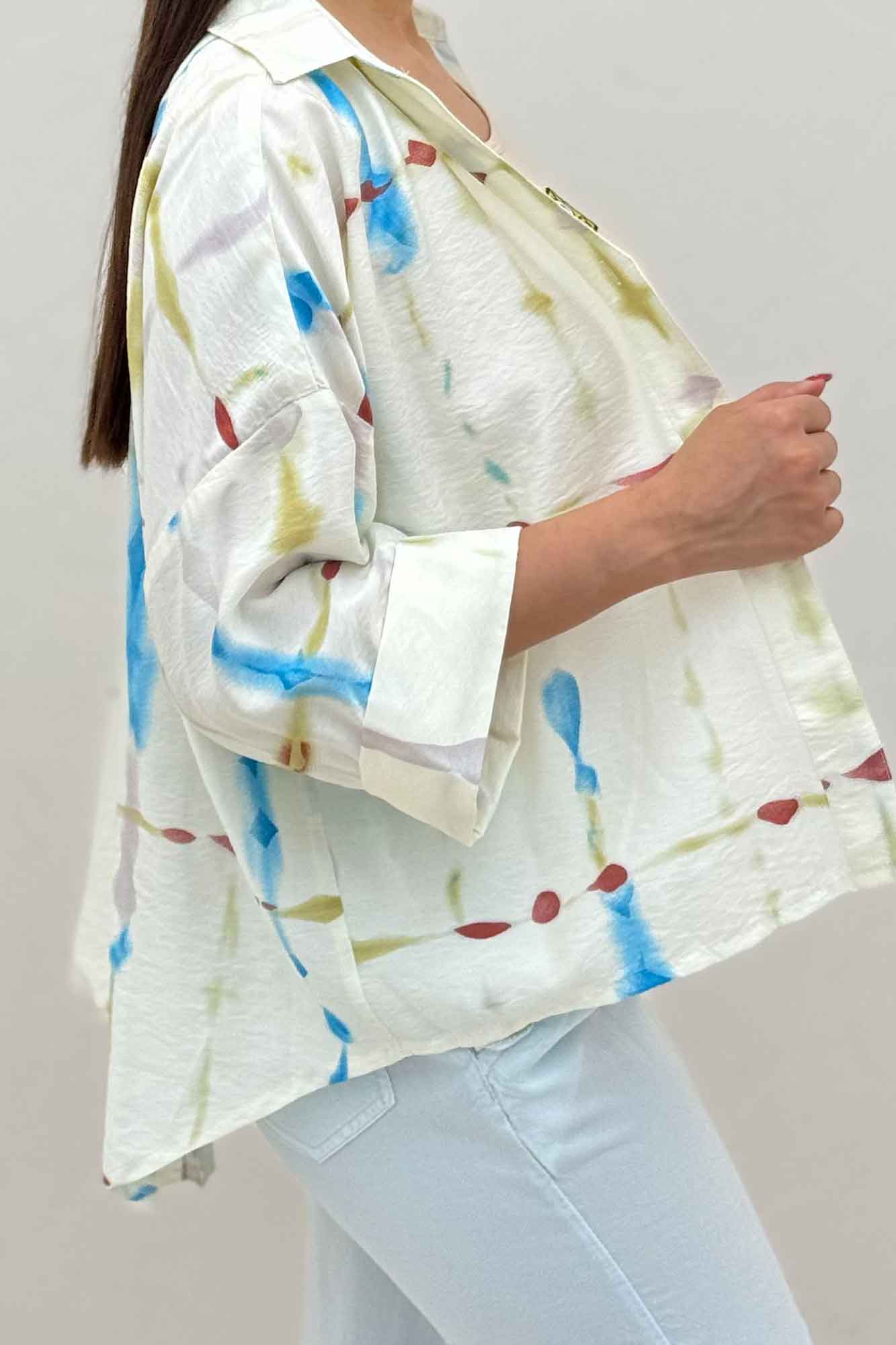 شومیز مانتویی پری آستین پاکتی