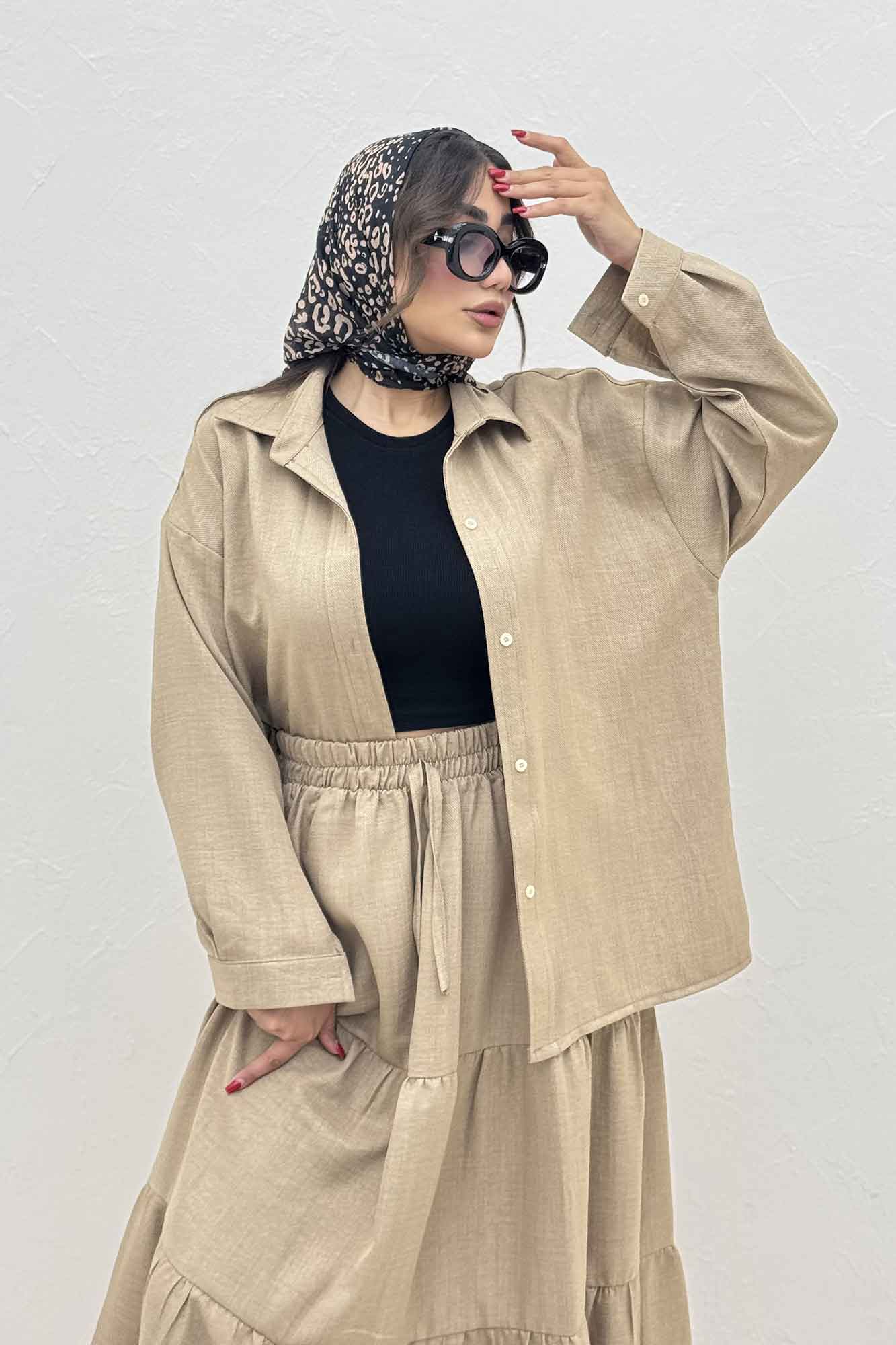 ست شومیز و دامن شانتون کجراه راینا