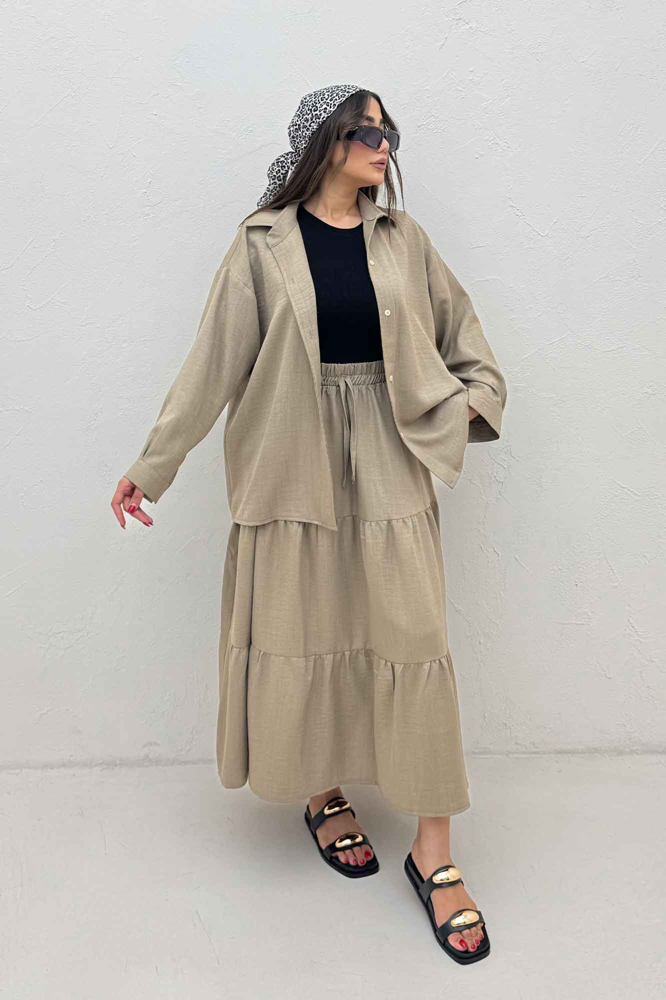 ست شومیز و دامن شانتون کجراه راینا