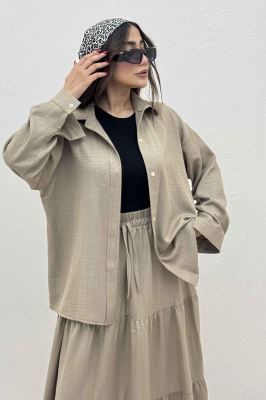 ست شومیز و دامن شانتون کجراه راینا