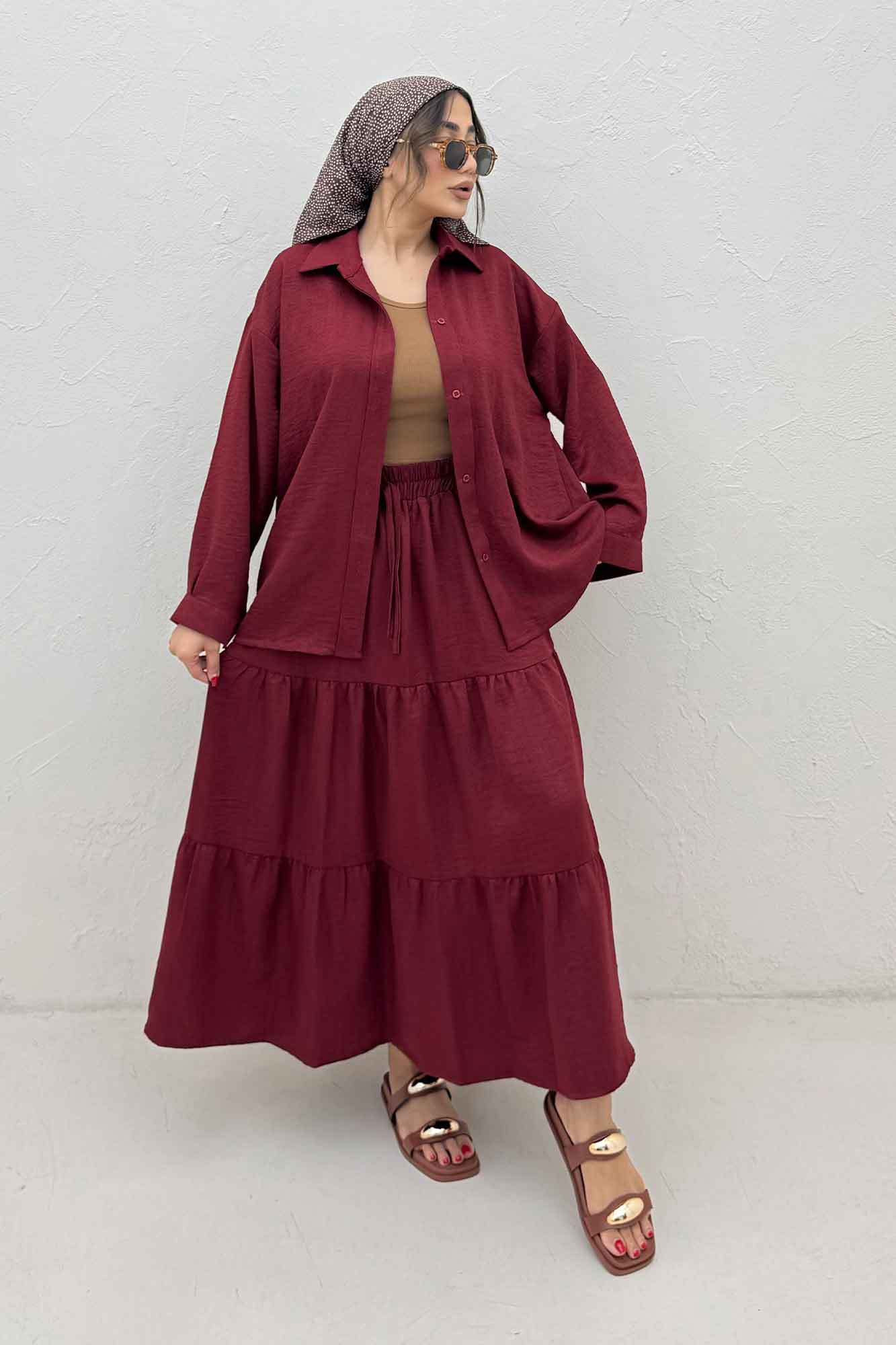 ست شومیز و دامن شانتون کجراه راینا