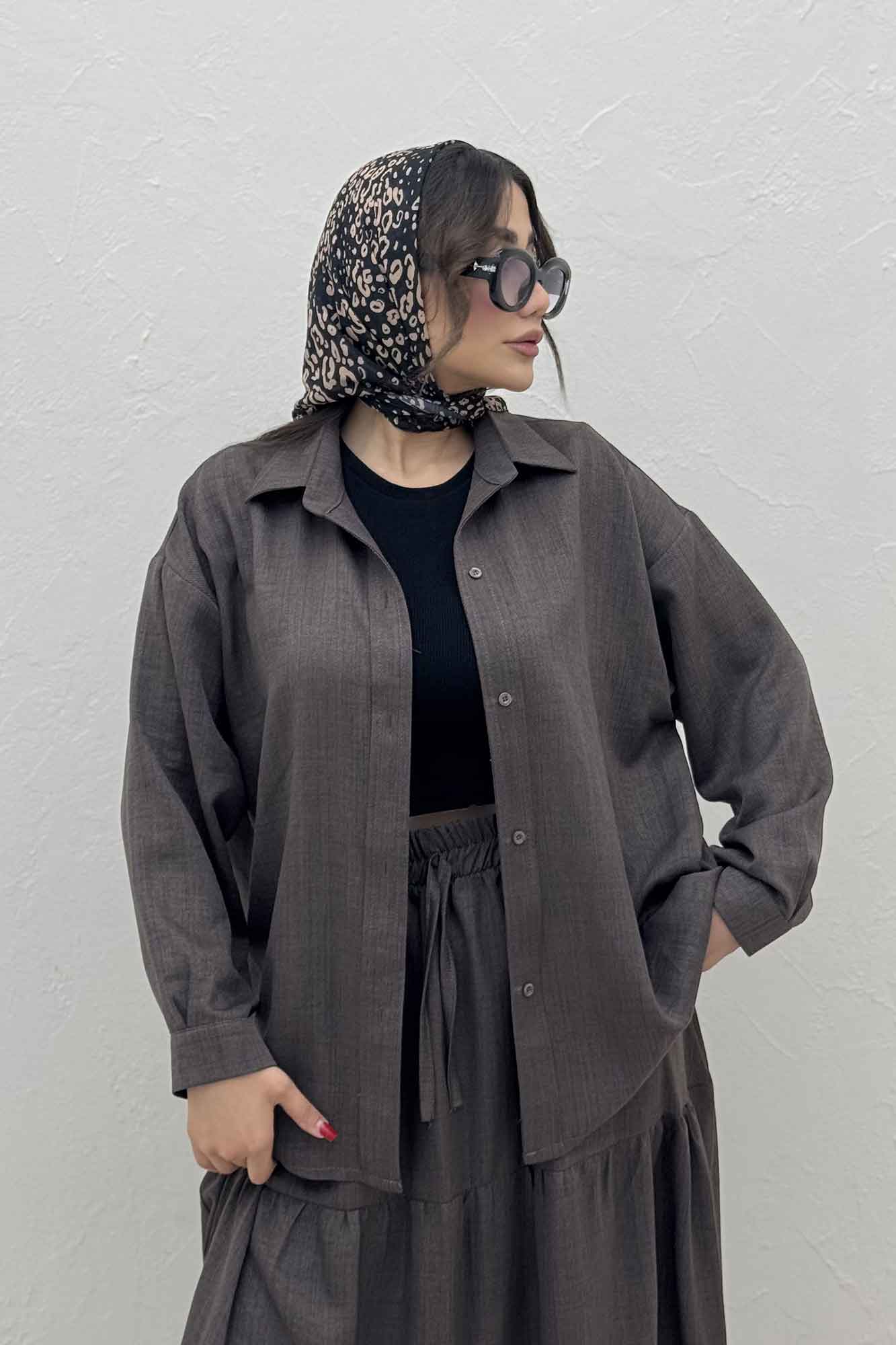 ست شومیز و دامن شانتون کجراه راینا