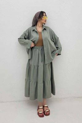 ست شومیز و دامن شانتون کجراه راینا