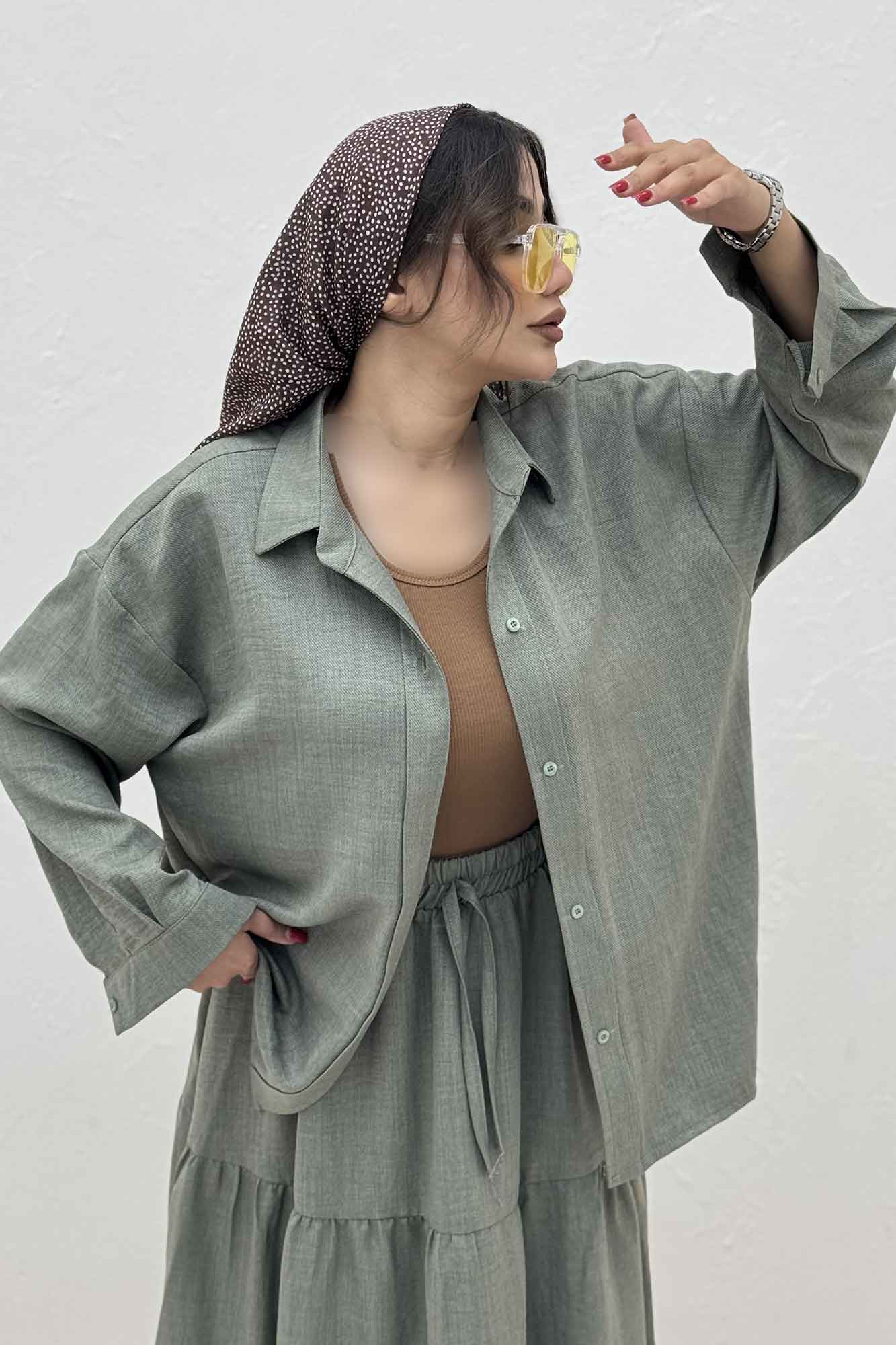 ست شومیز و دامن شانتون کجراه راینا