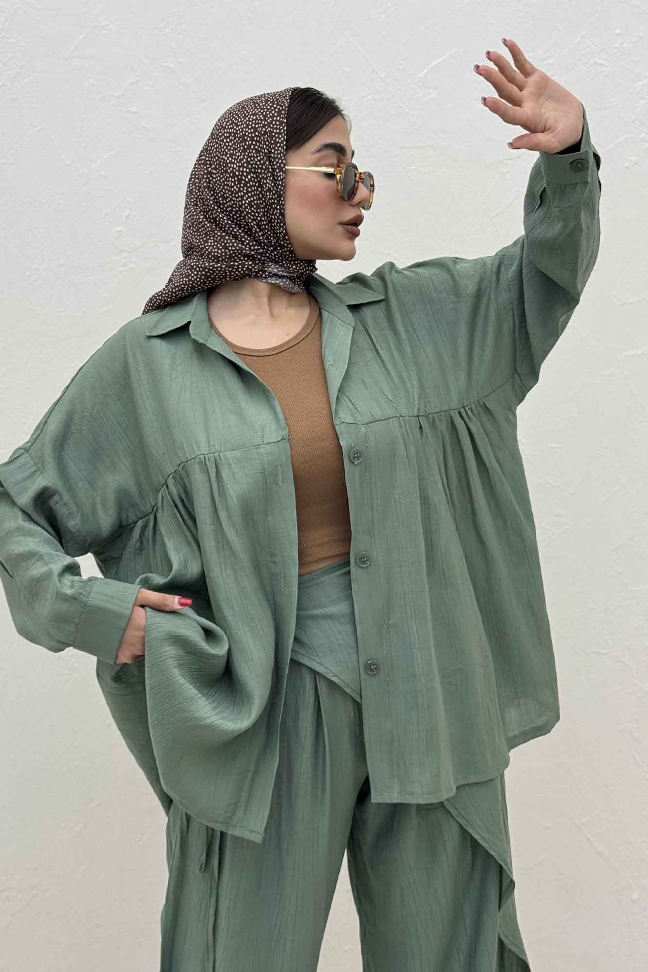 ست شومیز و شلوار کریشه نوژین