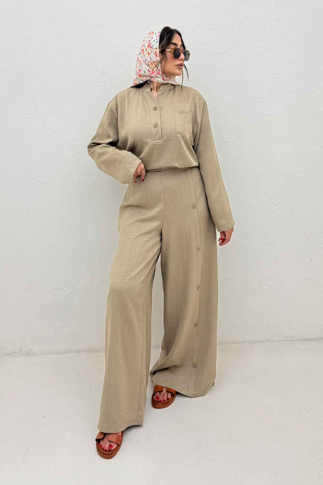 ست بلوز و شلوار شانتون کجراه آنجلا