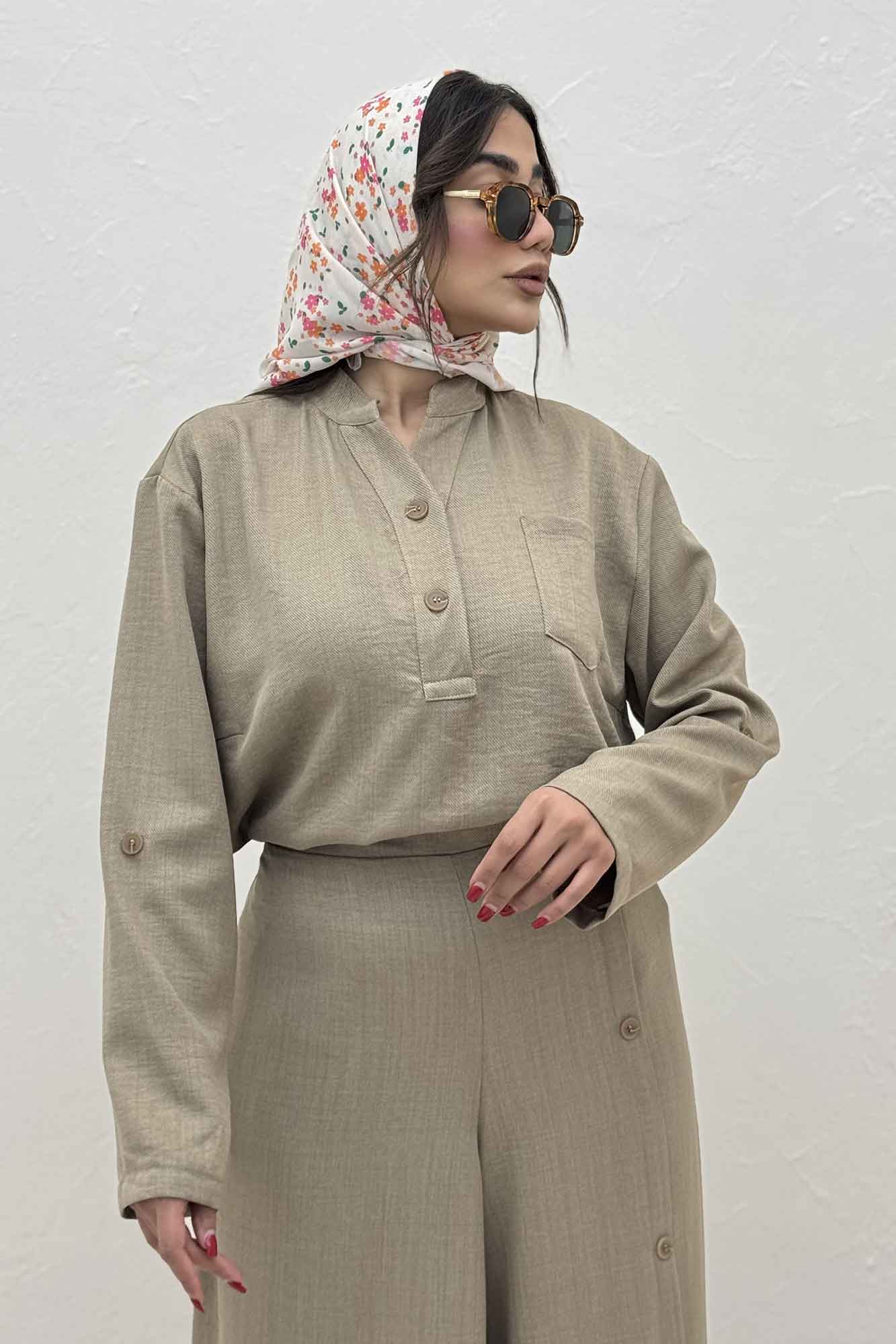 ست بلوز و شلوار شانتون کجراه آنجلا