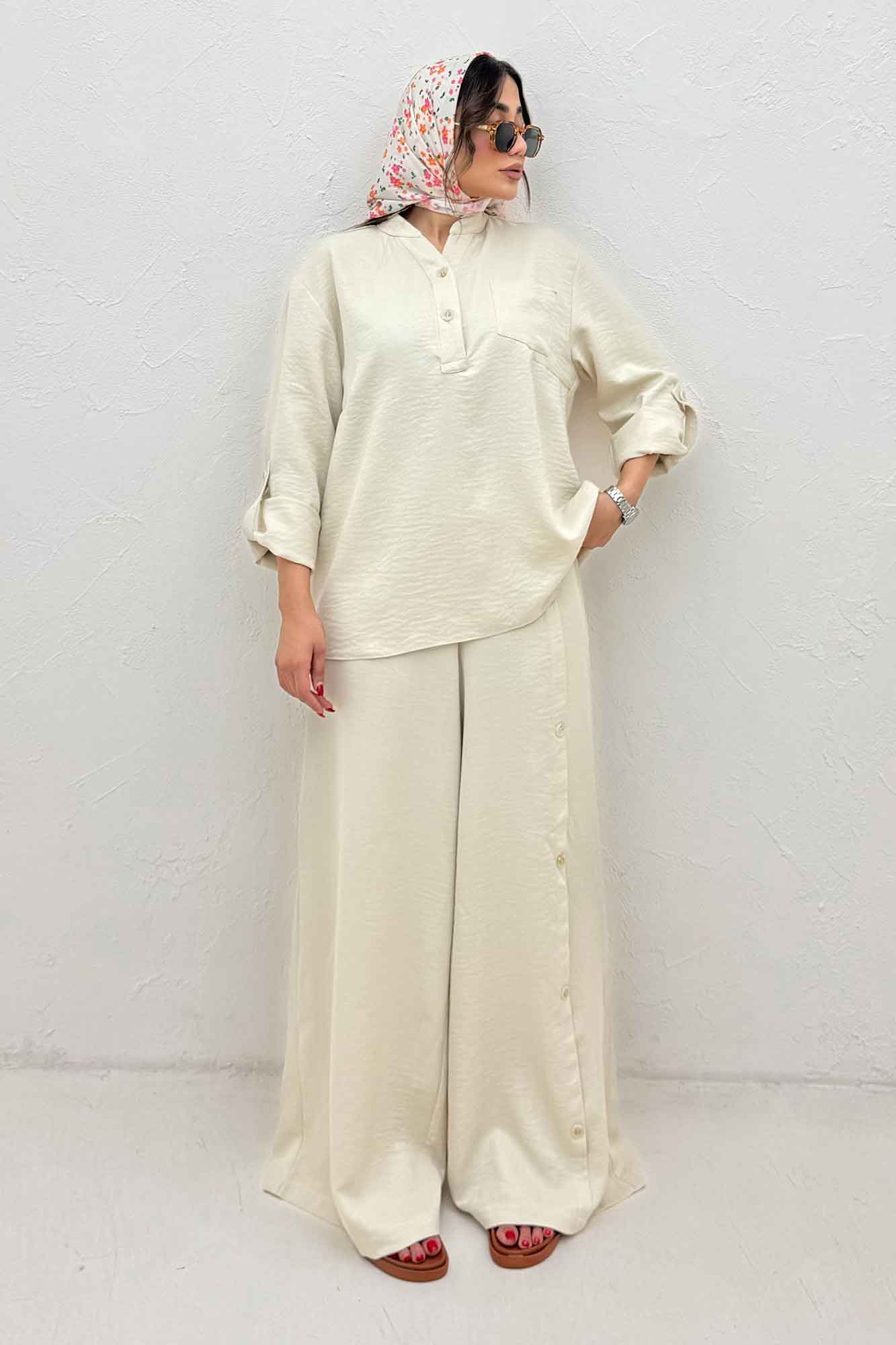 ست بلوز و شلوار شانتون کجراه آنجلا