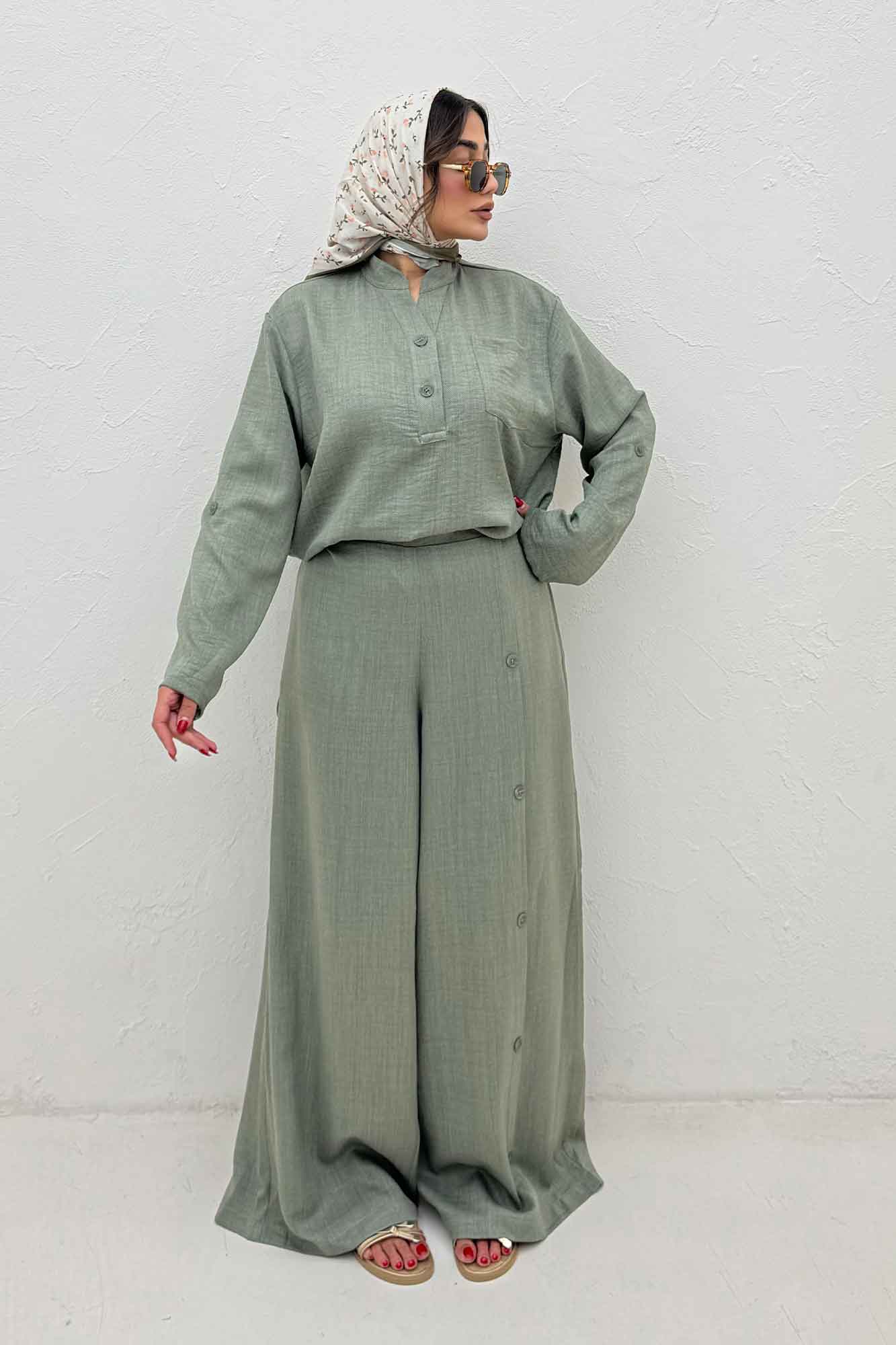 ست بلوز و شلوار شانتون کجراه آنجلا