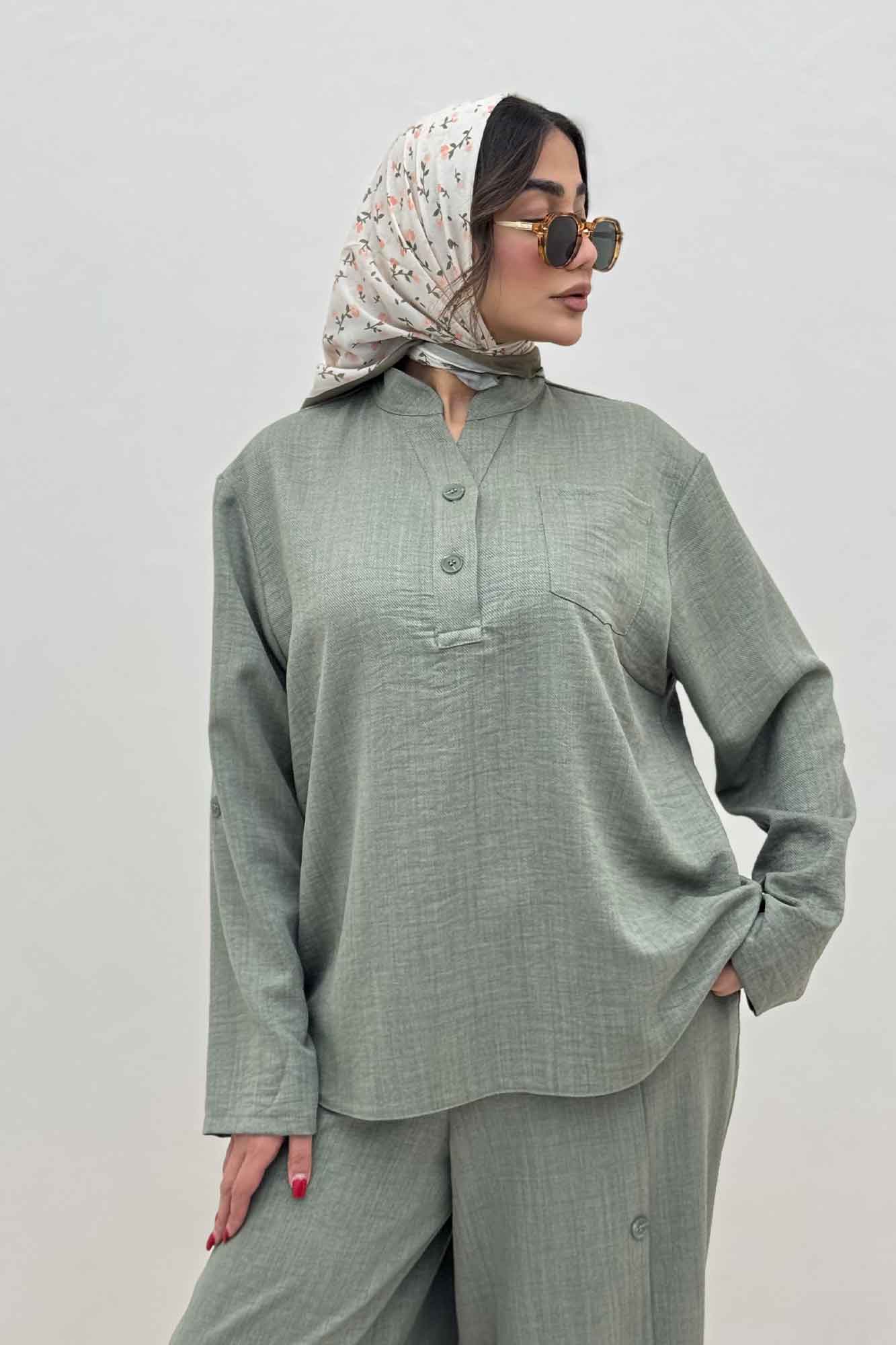 ست بلوز و شلوار شانتون کجراه آنجلا