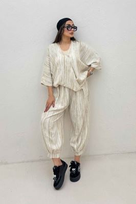 ست بلوز و شلوار پرده ای پرینتی کد 6