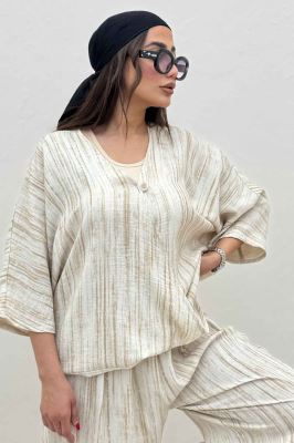 ست بلوز و شلوار پرده ای پرینتی کد 6