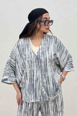 ست بلوز و شلوار پرده ای پرینتی کد 6