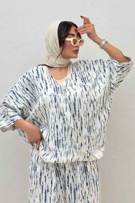 ست بلوز و شلوار پرده ای پرینتی کد 5