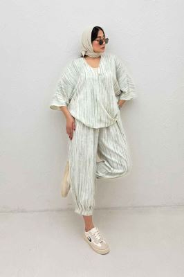 ست بلوز و شلوار پرده ای پرینتی کد 6