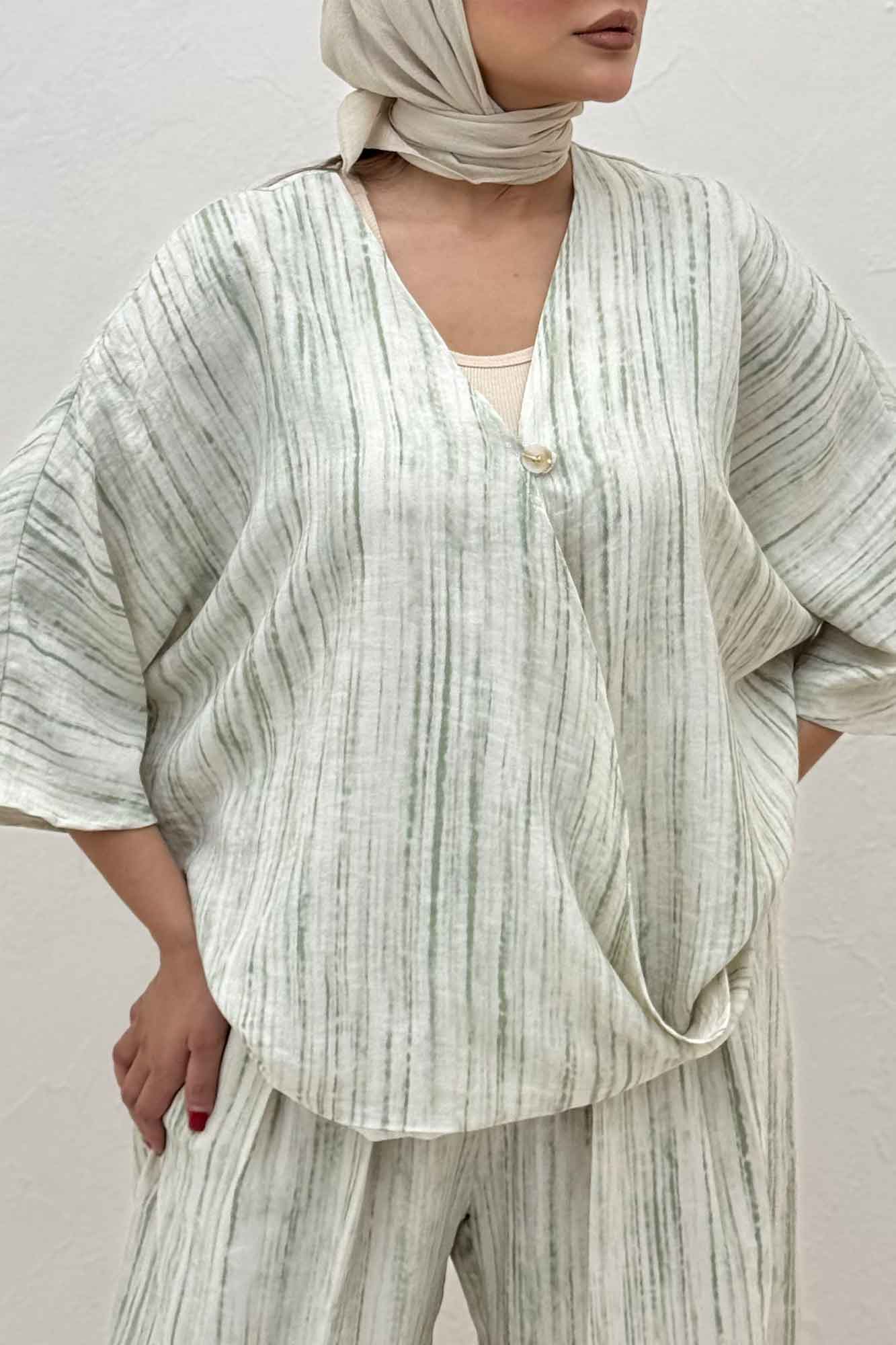 ست بلوز و شلوار پرده ای پرینتی کد 6