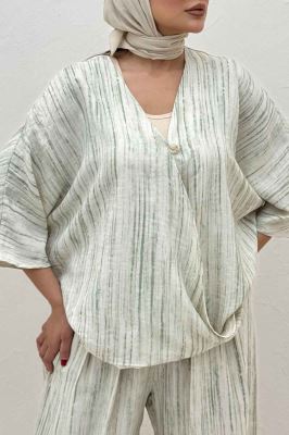 ست بلوز و شلوار پرده ای پرینتی کد 6