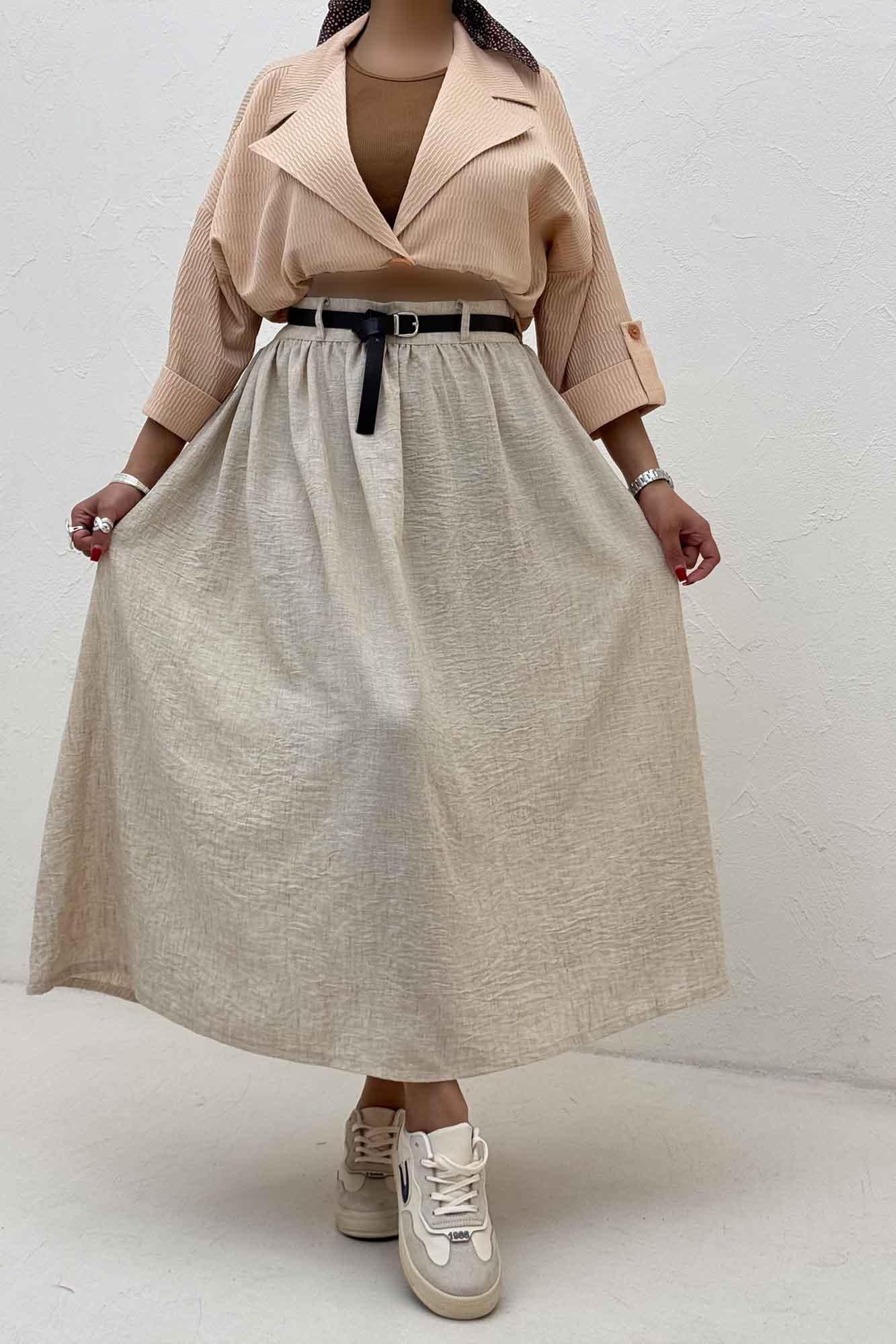 دامن بلند کمر پلدار شانتون زارا