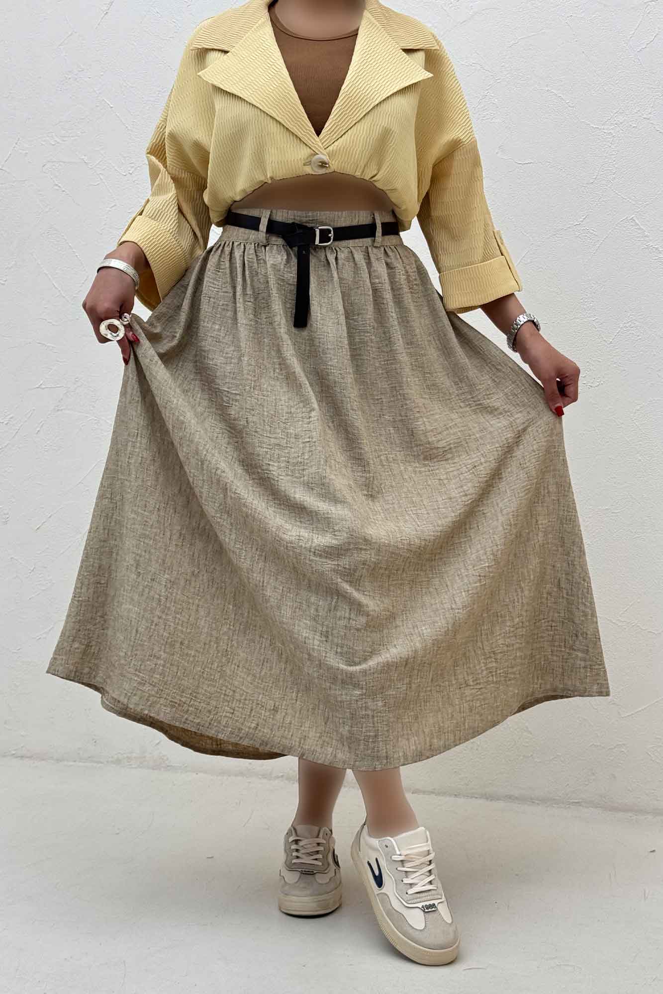 دامن بلند کمر پلدار شانتون زارا