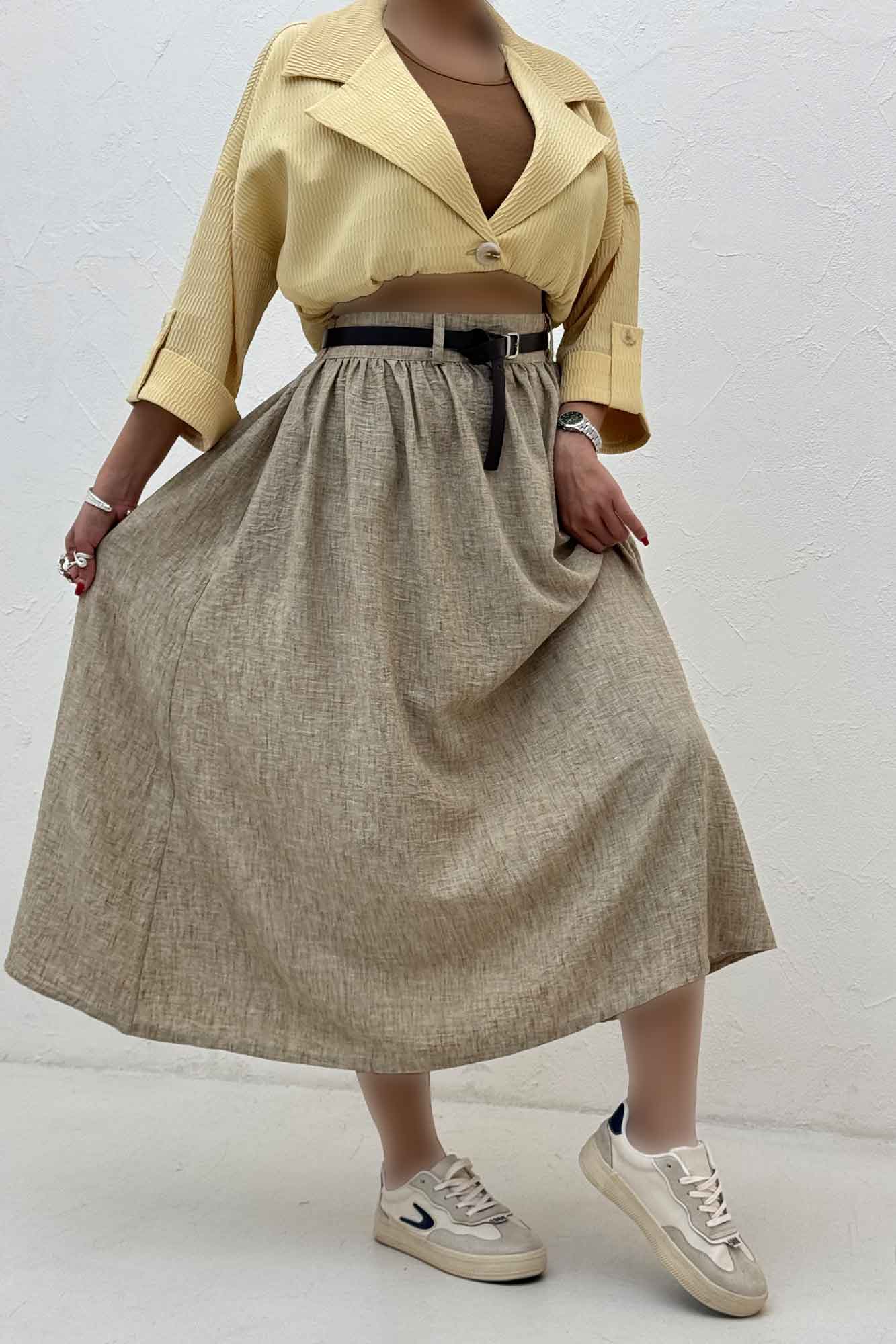 دامن بلند کمر پلدار شانتون زارا