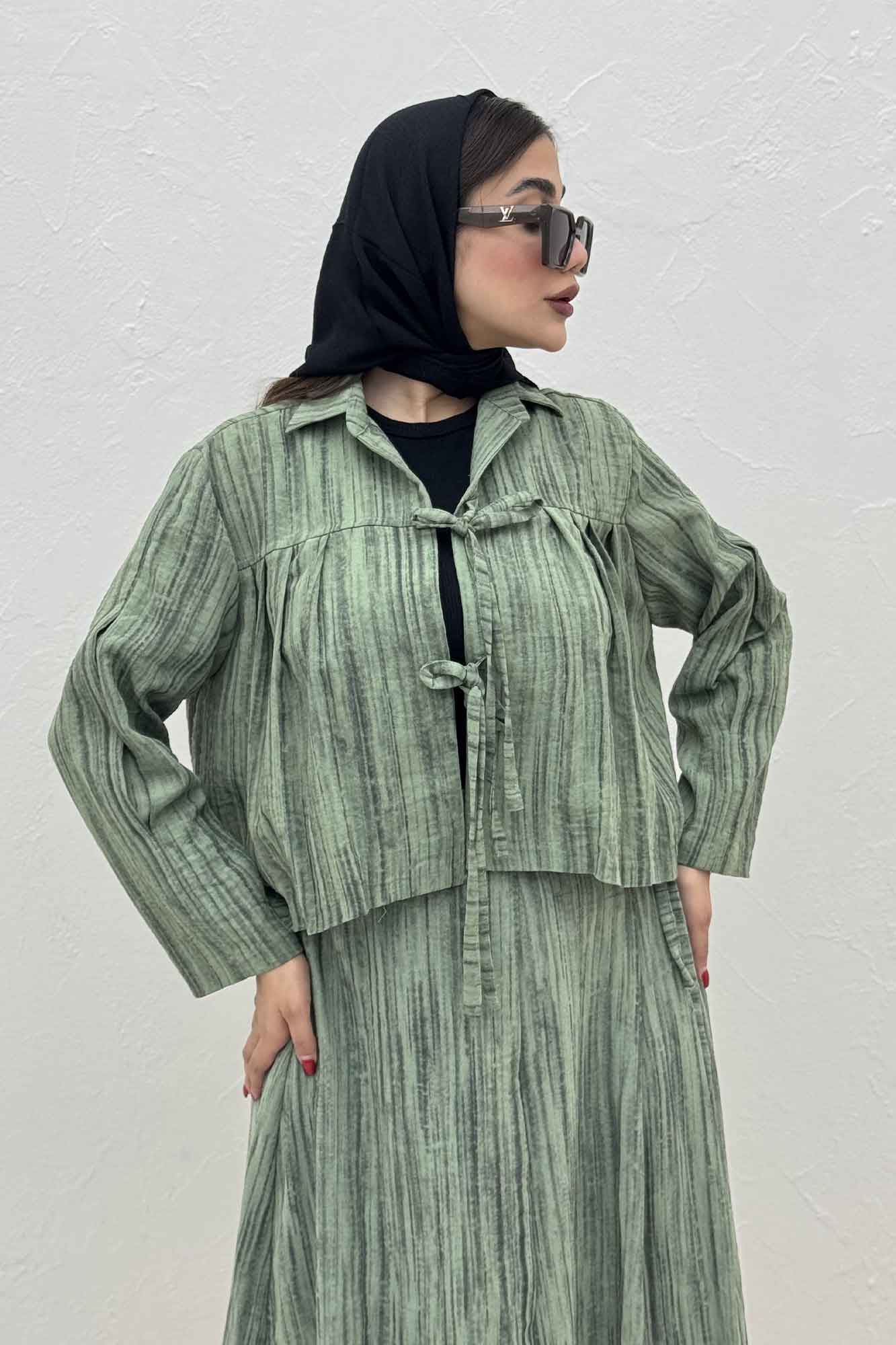 ست رویه و دامن دو بند پرینتی فلوری کد6