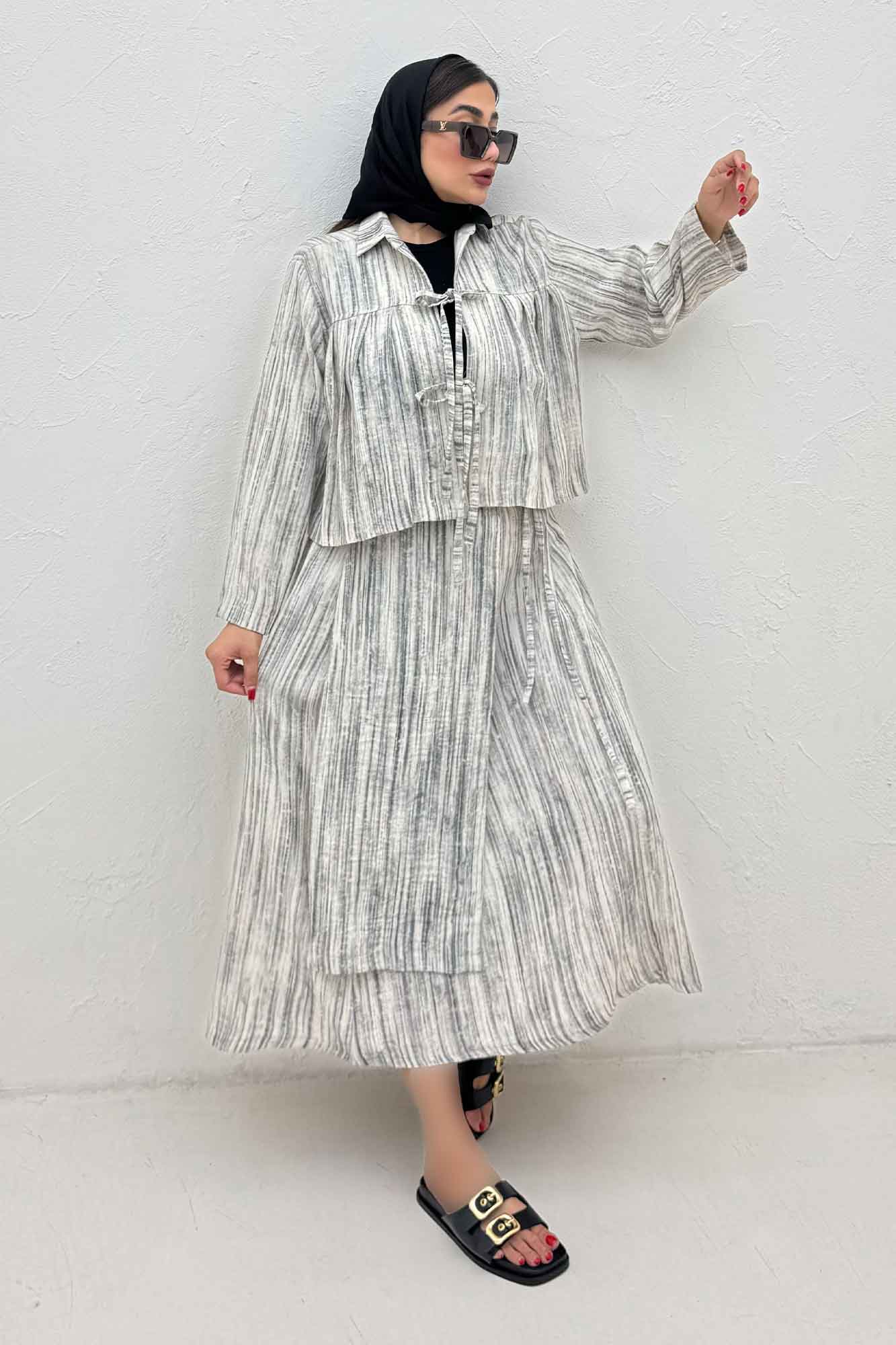 ست رویه و دامن دو بند پرینتی فلوری کد6