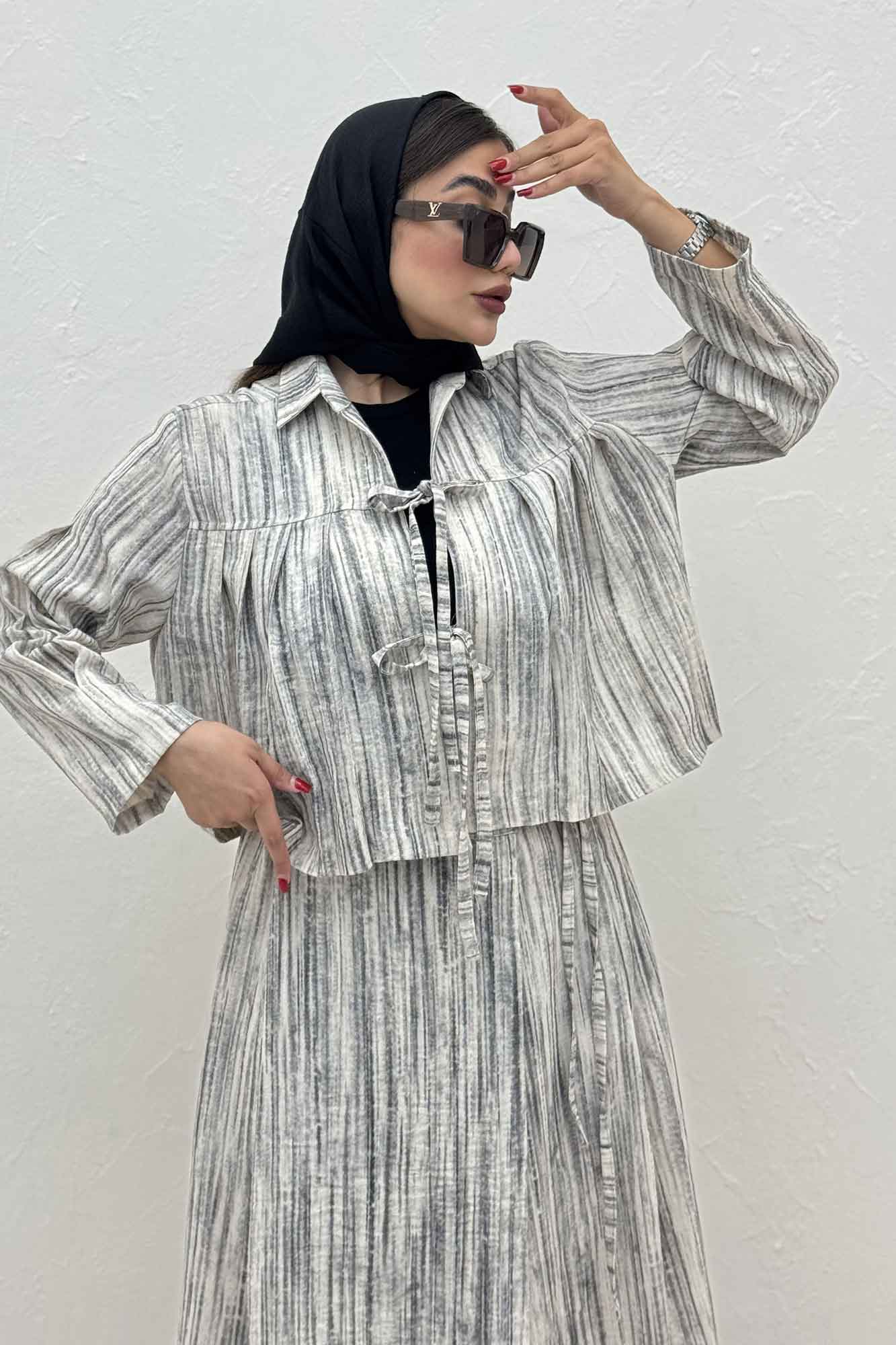 ست رویه و دامن دو بند پرینتی فلوری کد6