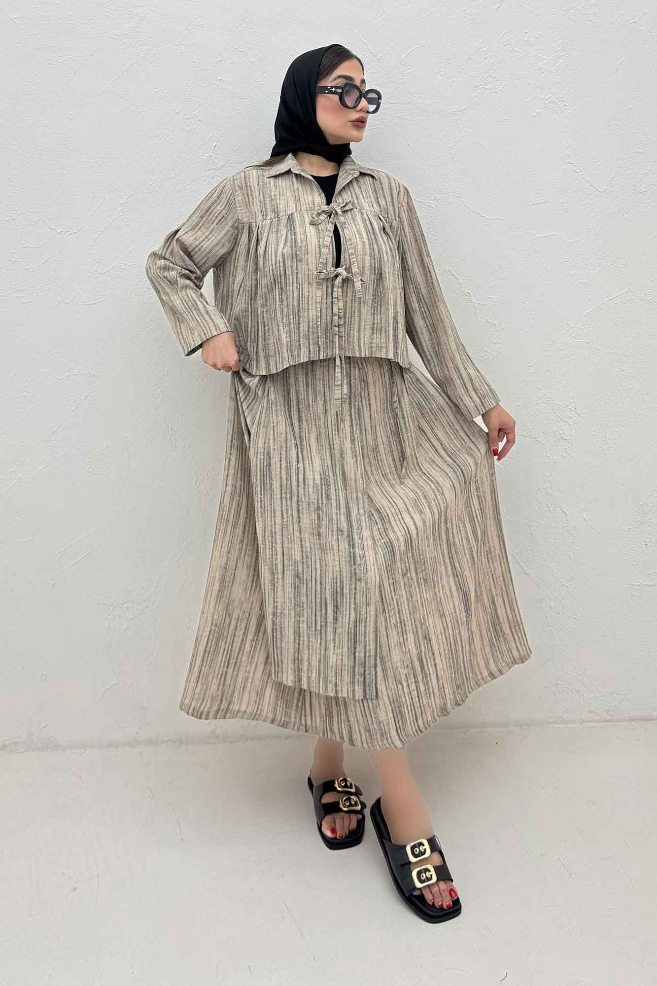 ست رویه و دامن دو بند پرینتی فلوری کد6