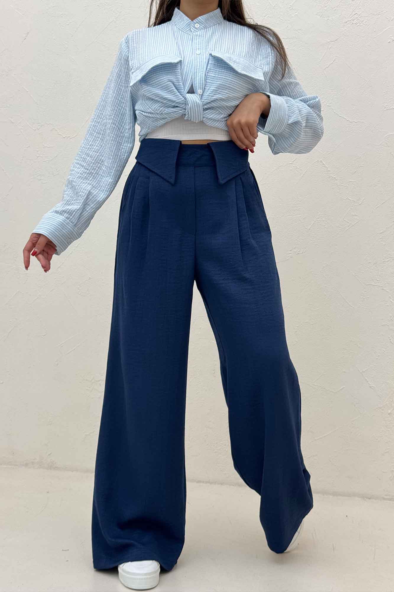 شلوار شانتون کجراه یقه نما