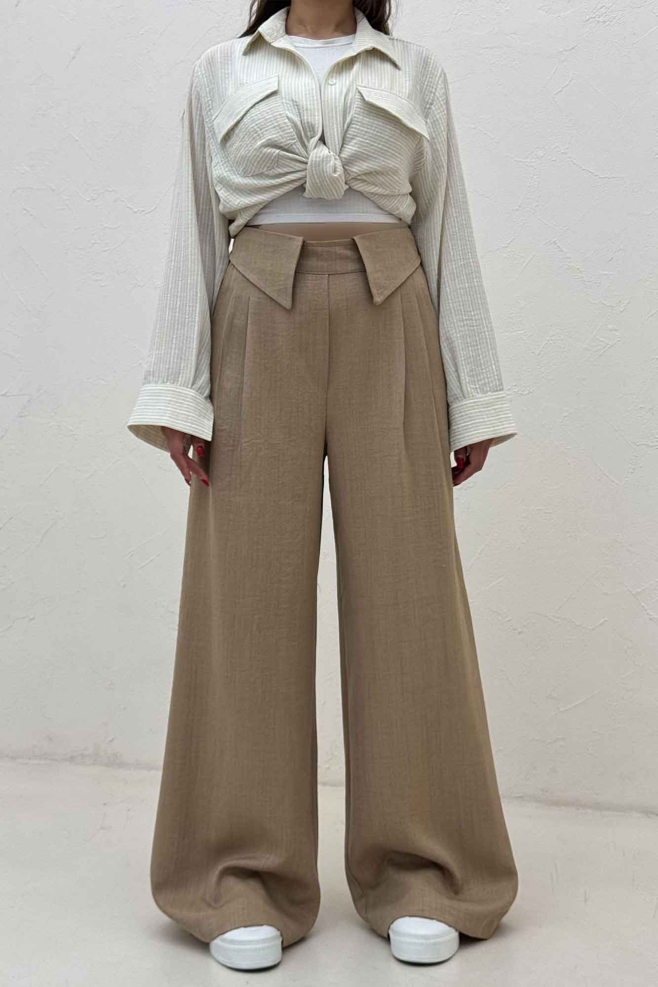 شلوار شانتون کجراه یقه نما