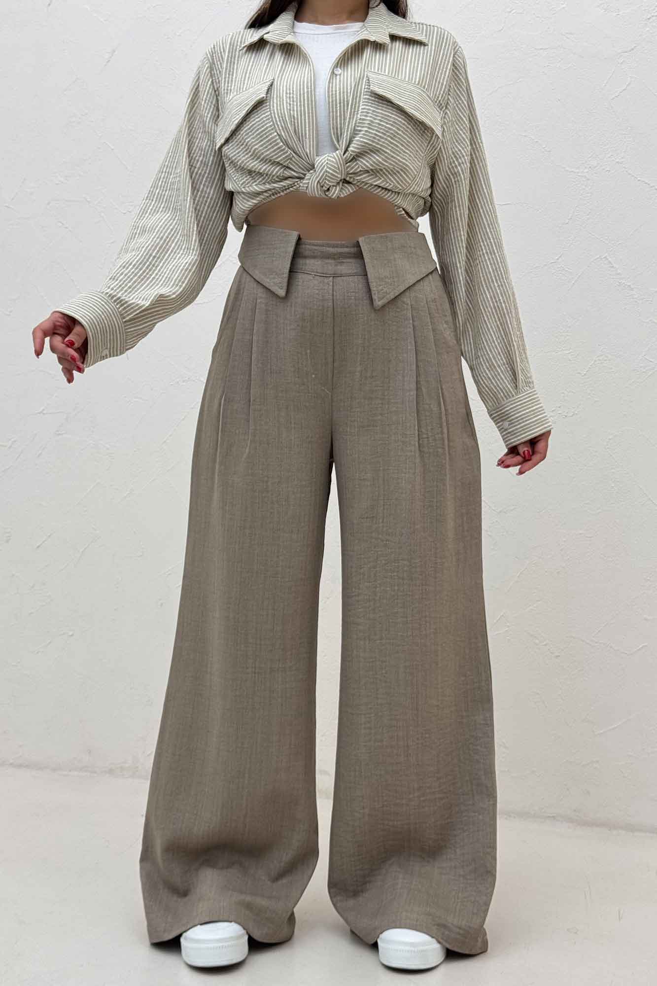 شلوار شانتون کجراه یقه نما