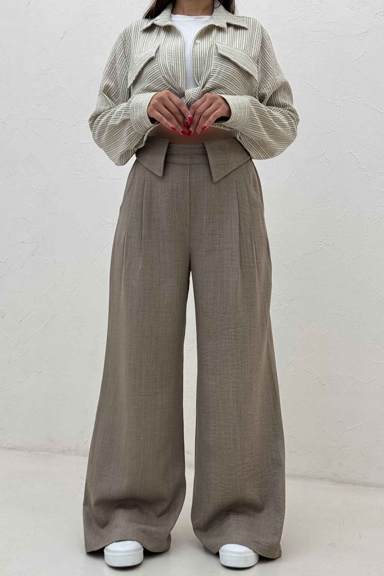 شلوار شانتون کجراه یقه نما