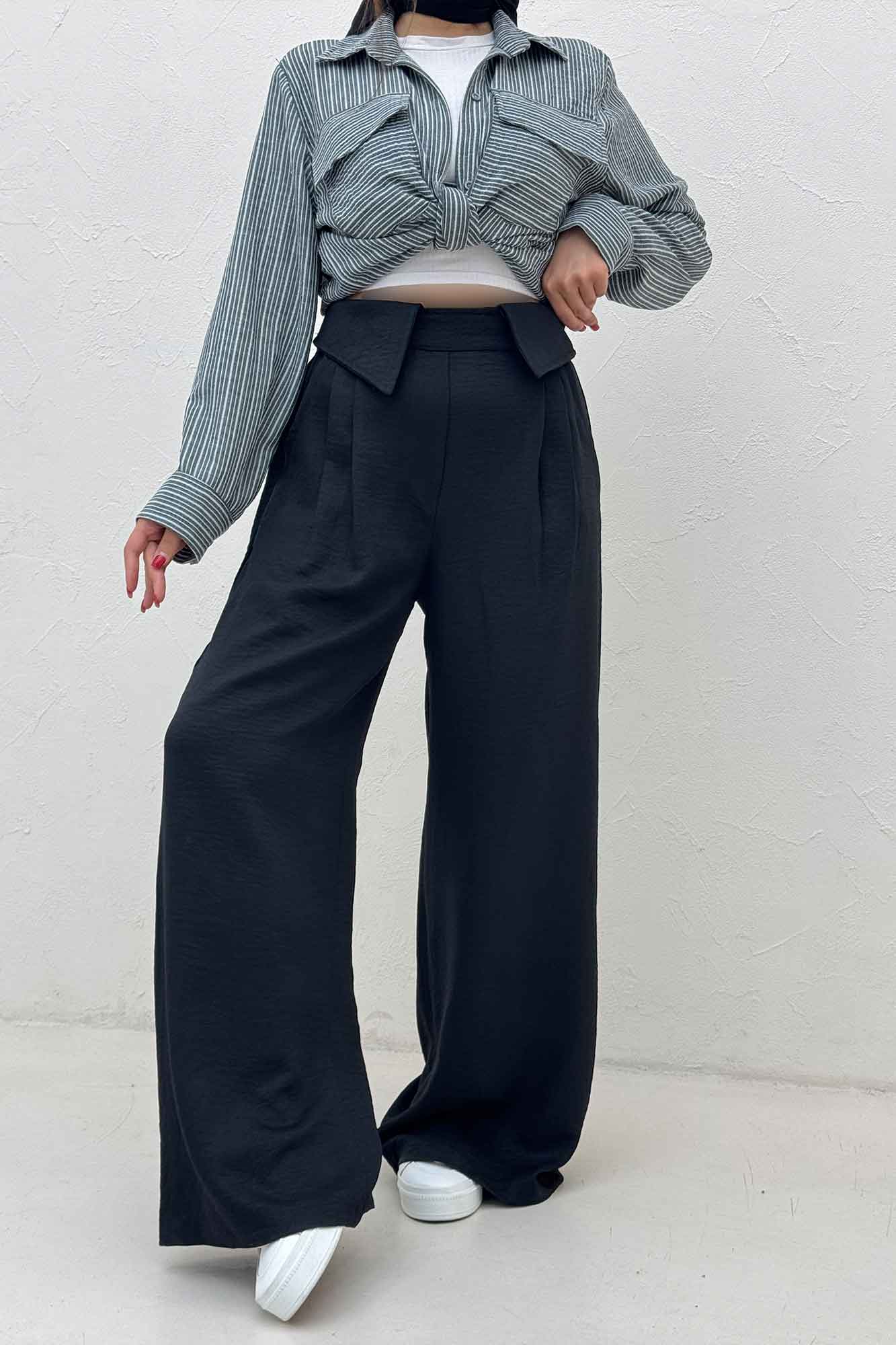 شلوار شانتون کجراه یقه نما