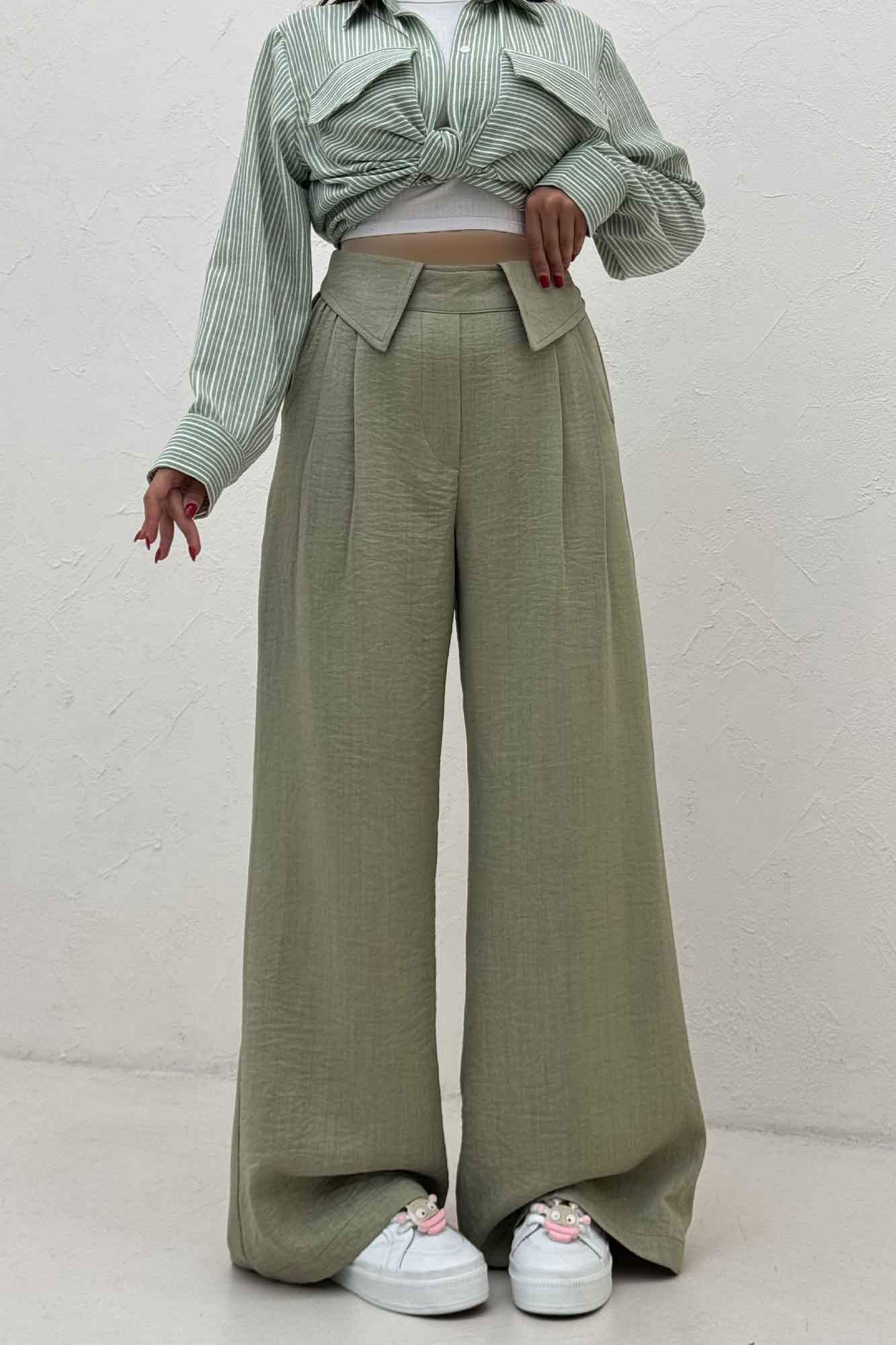 شلوار شانتون کجراه یقه نما