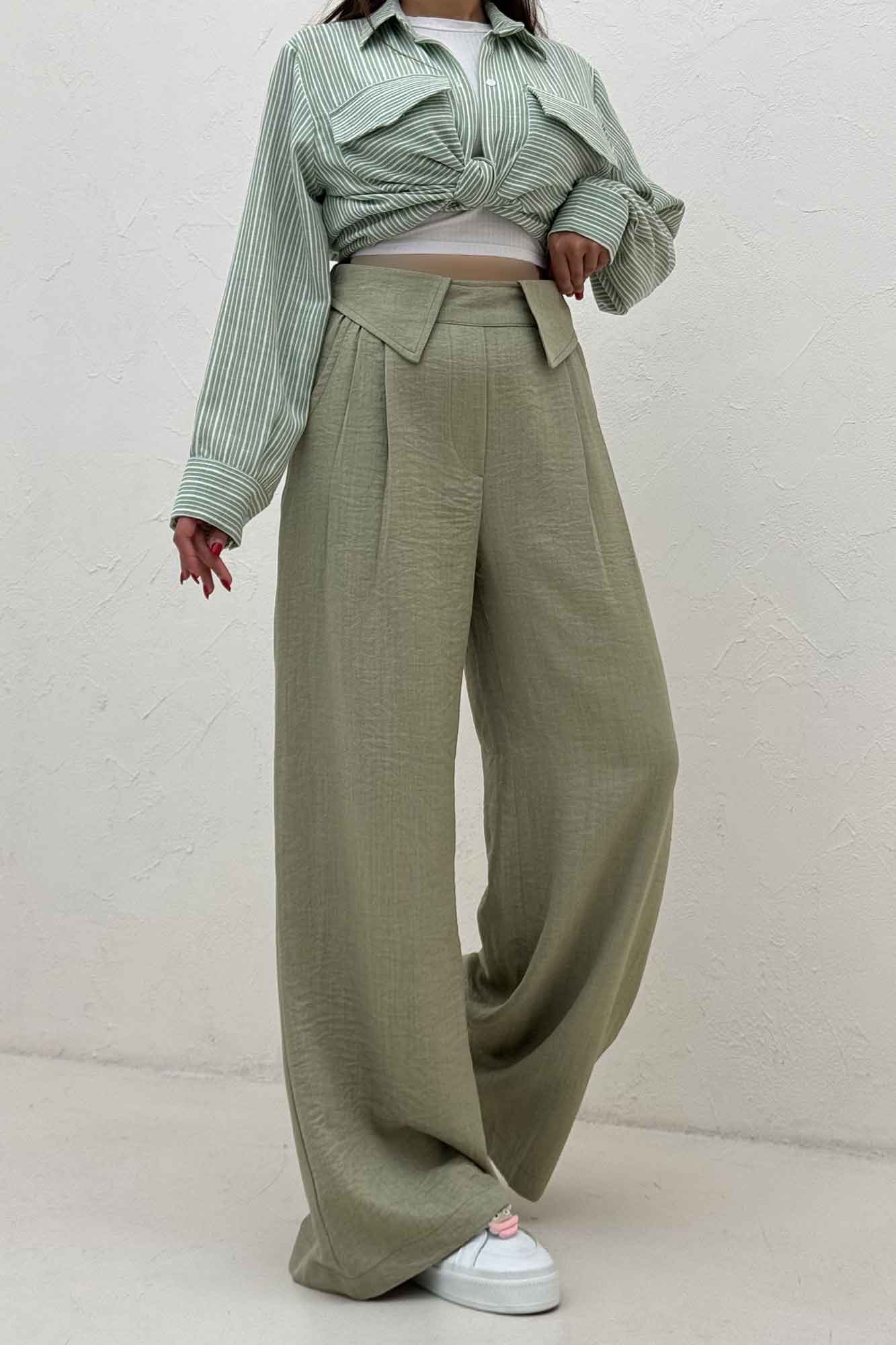 شلوار شانتون کجراه یقه نما