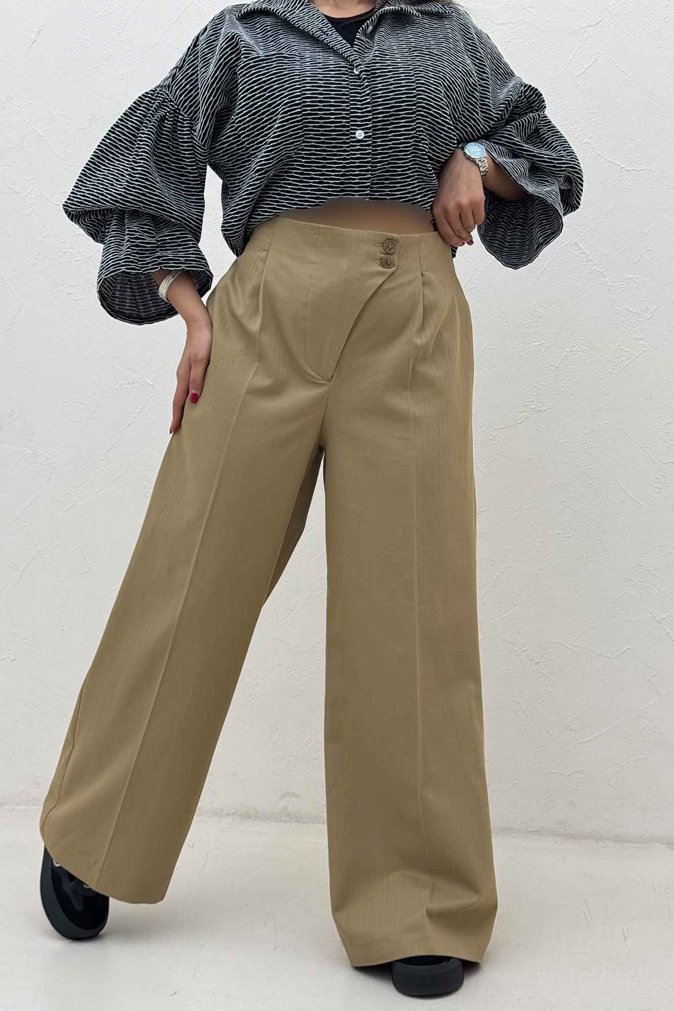 شلوار بگ کتان جناقی کارول