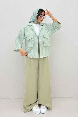 مانتو لینن زارا دو جیب پاکتی