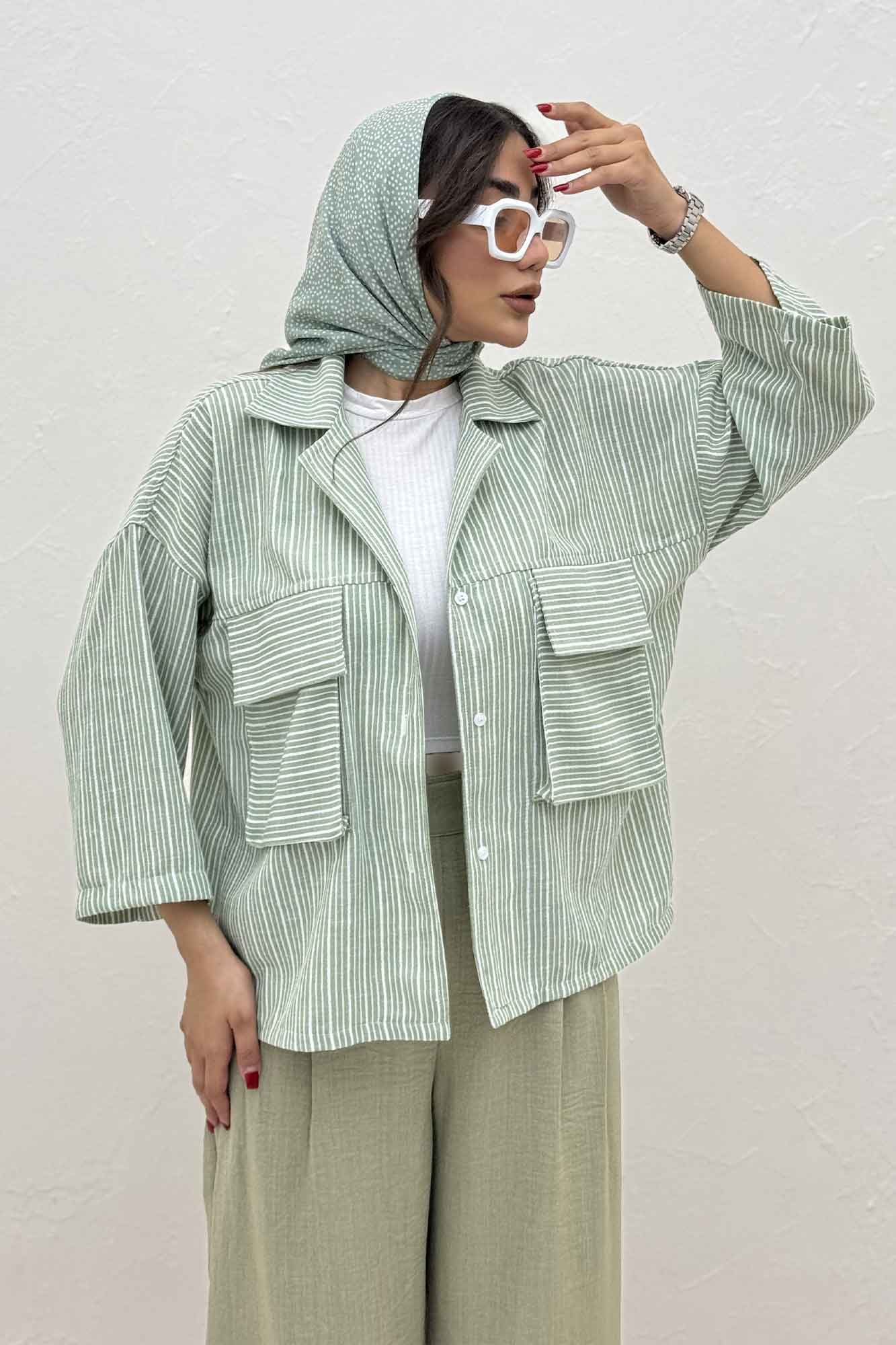 مانتو لینن زارا دو جیب پاکتی