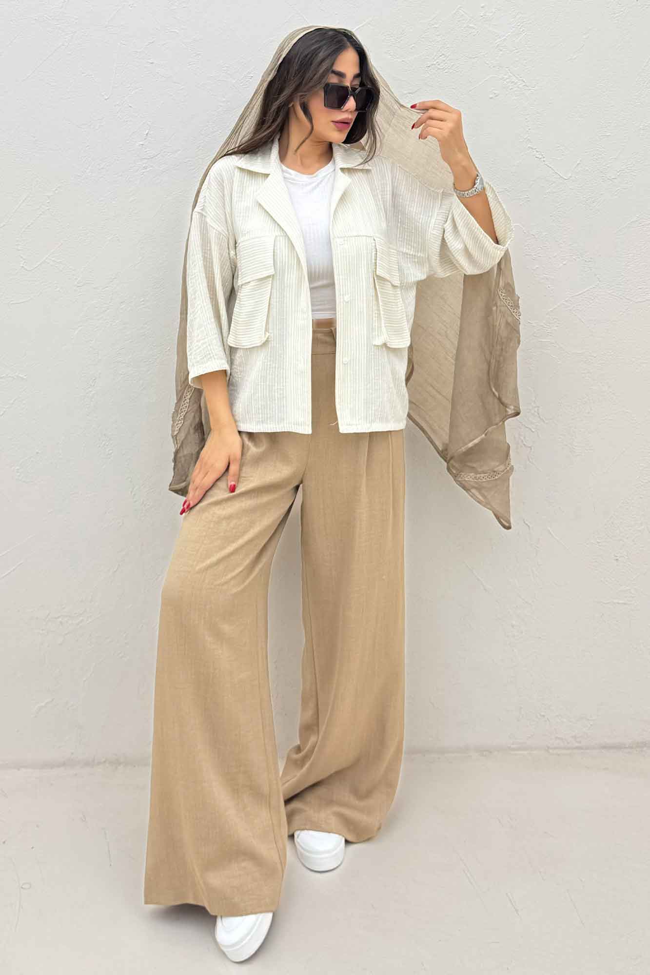 مانتو لینن زارا دو جیب پاکتی