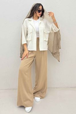 مانتو لینن زارا دو جیب پاکتی