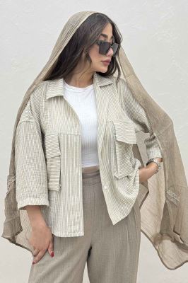 مانتو لینن زارا دو جیب پاکتی