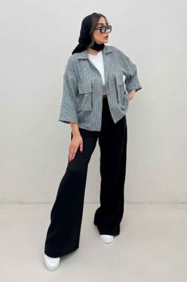 مانتو لینن زارا دو جیب پاکتی