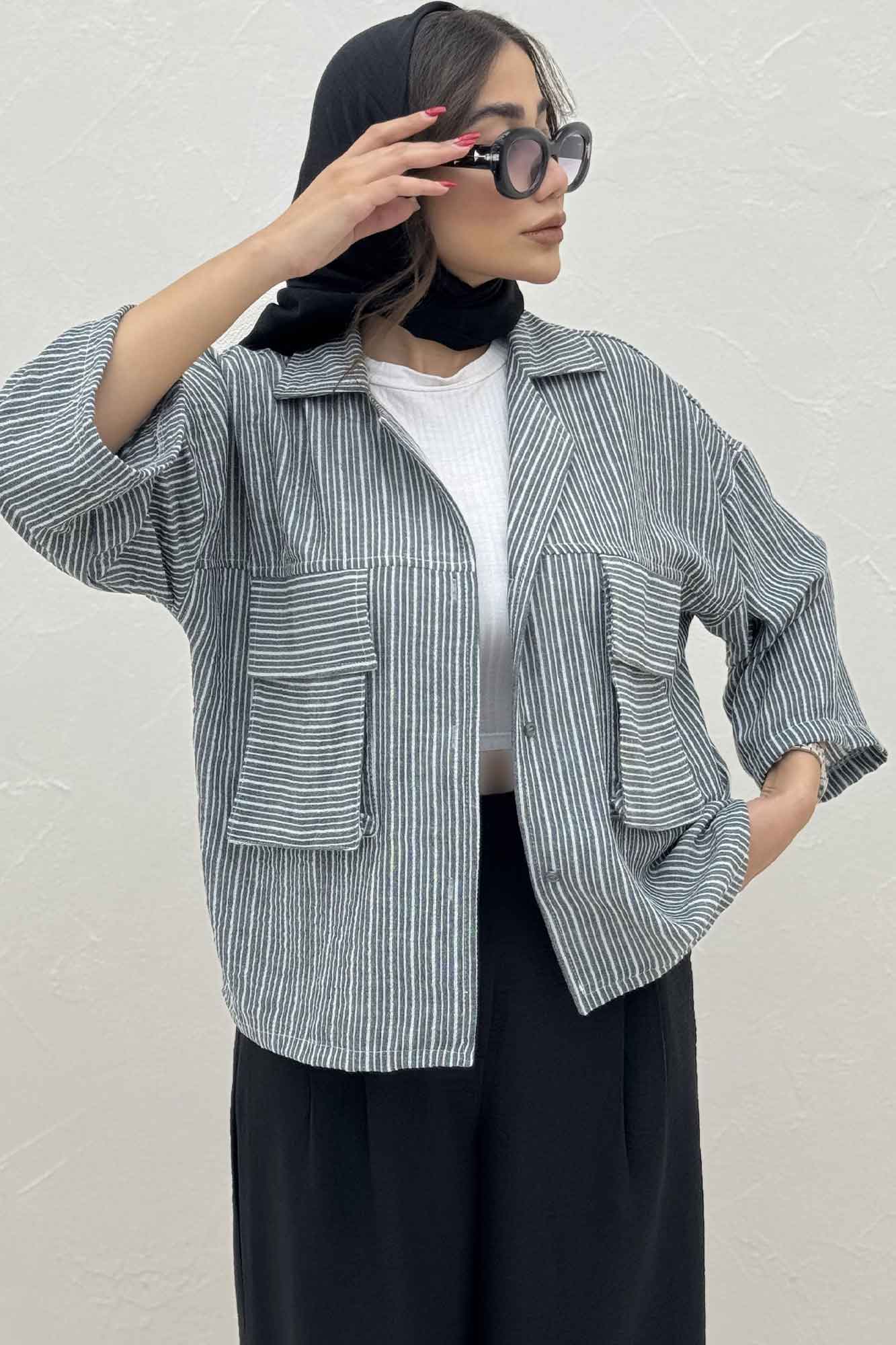 مانتو لینن زارا دو جیب پاکتی