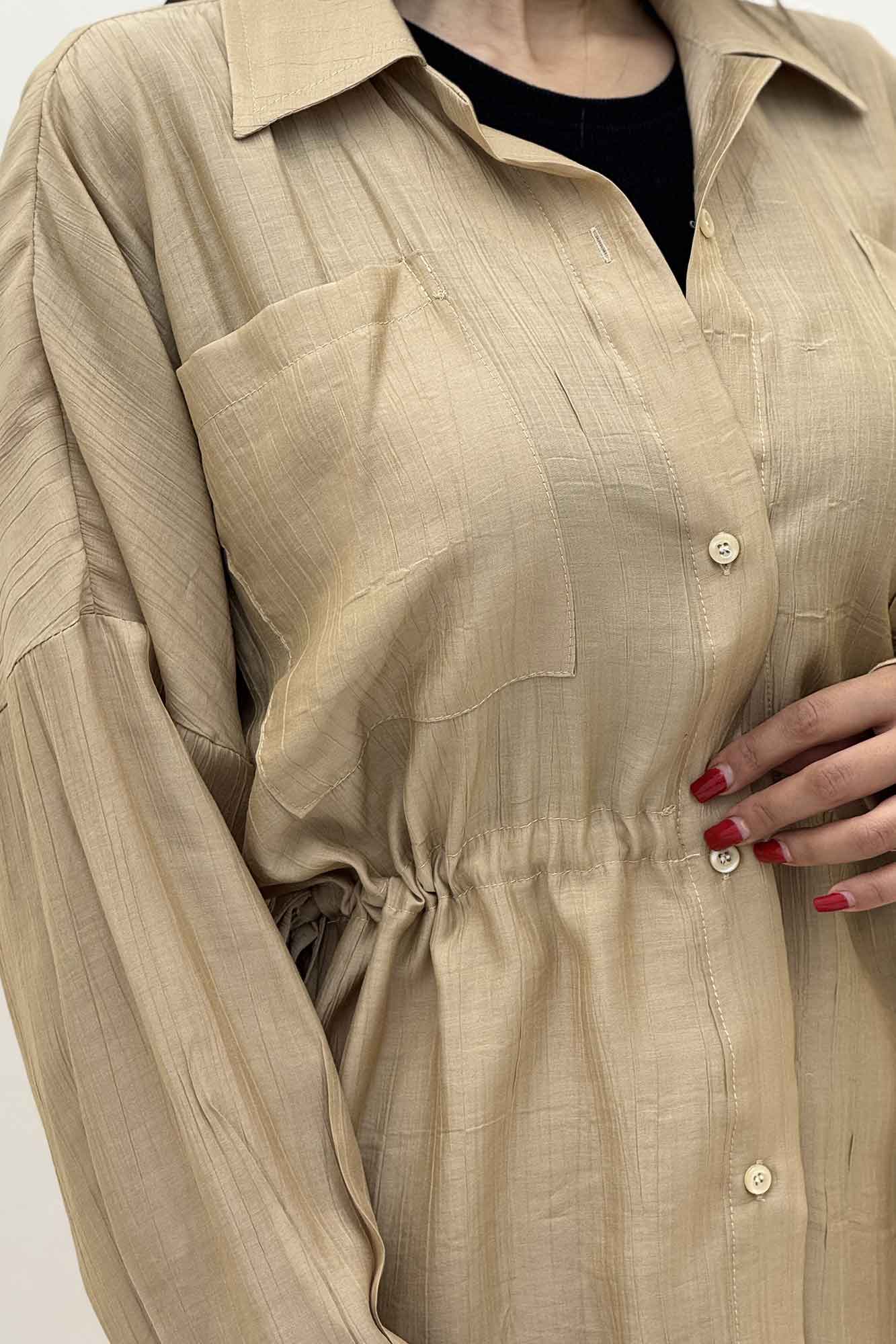 ست مانتو و شلوار کریشه کمرگت دار نوآ