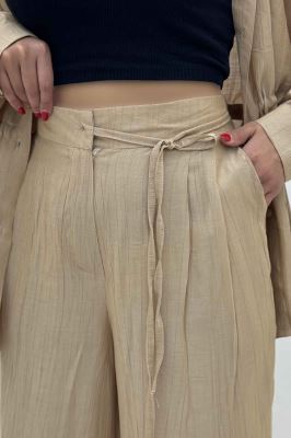 ست مانتو و شلوار کریشه کمرگت دار نوآ