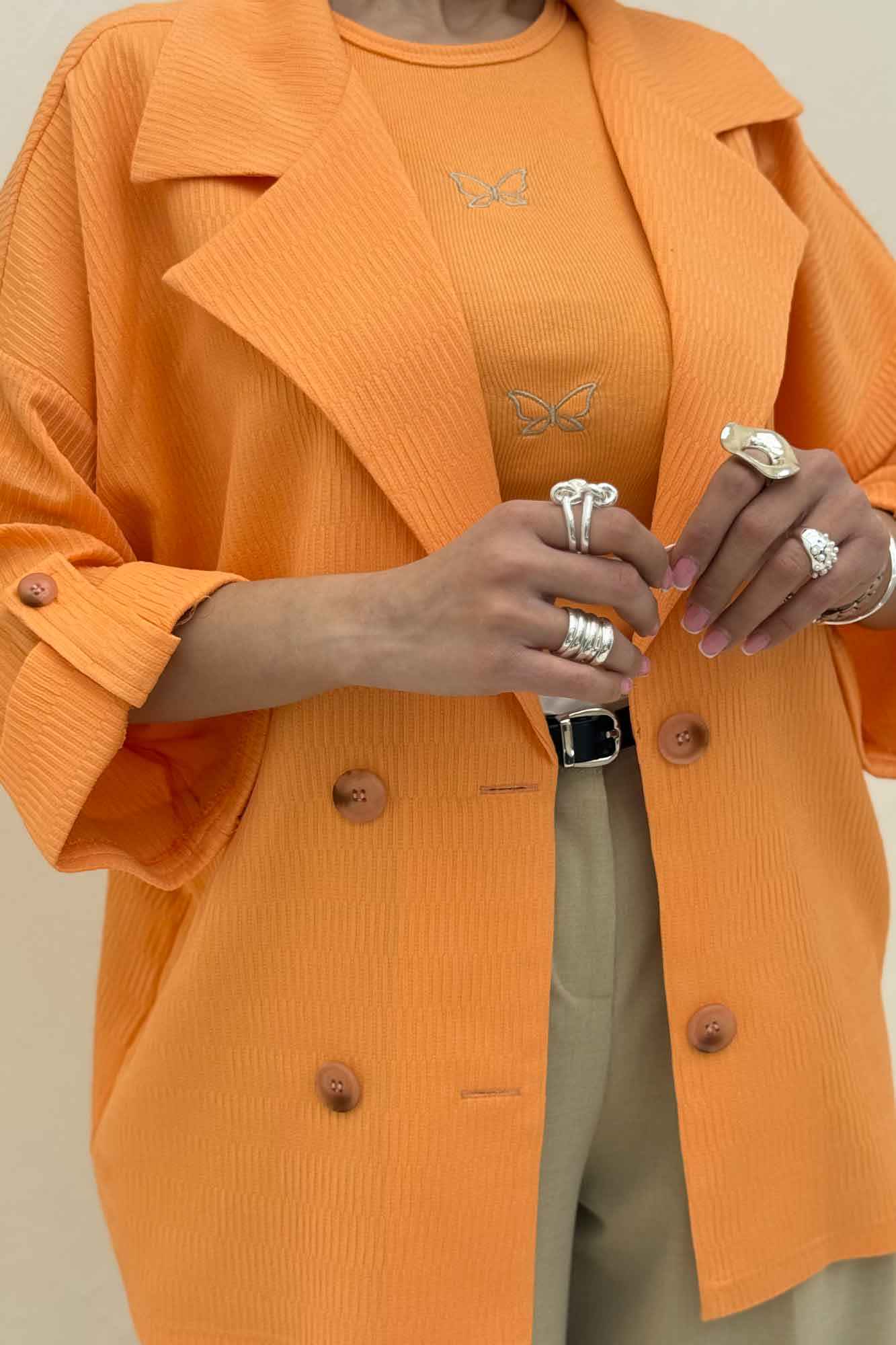 کت پاگن دار دکمه عمودی السا