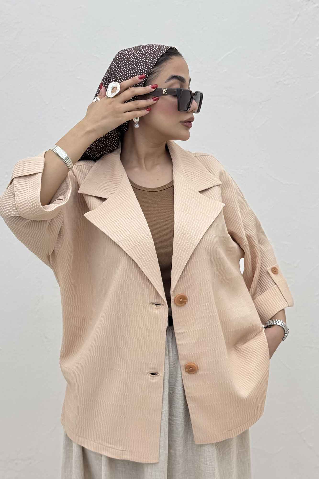 کت پاگن دار دو دکمه عمودی السا