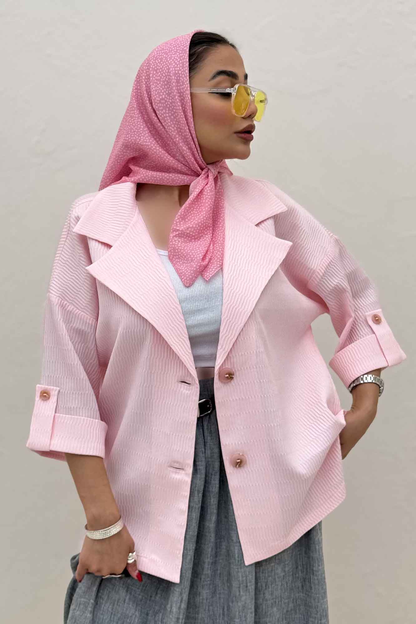 کت پاگن دار دو دکمه عمودی السا