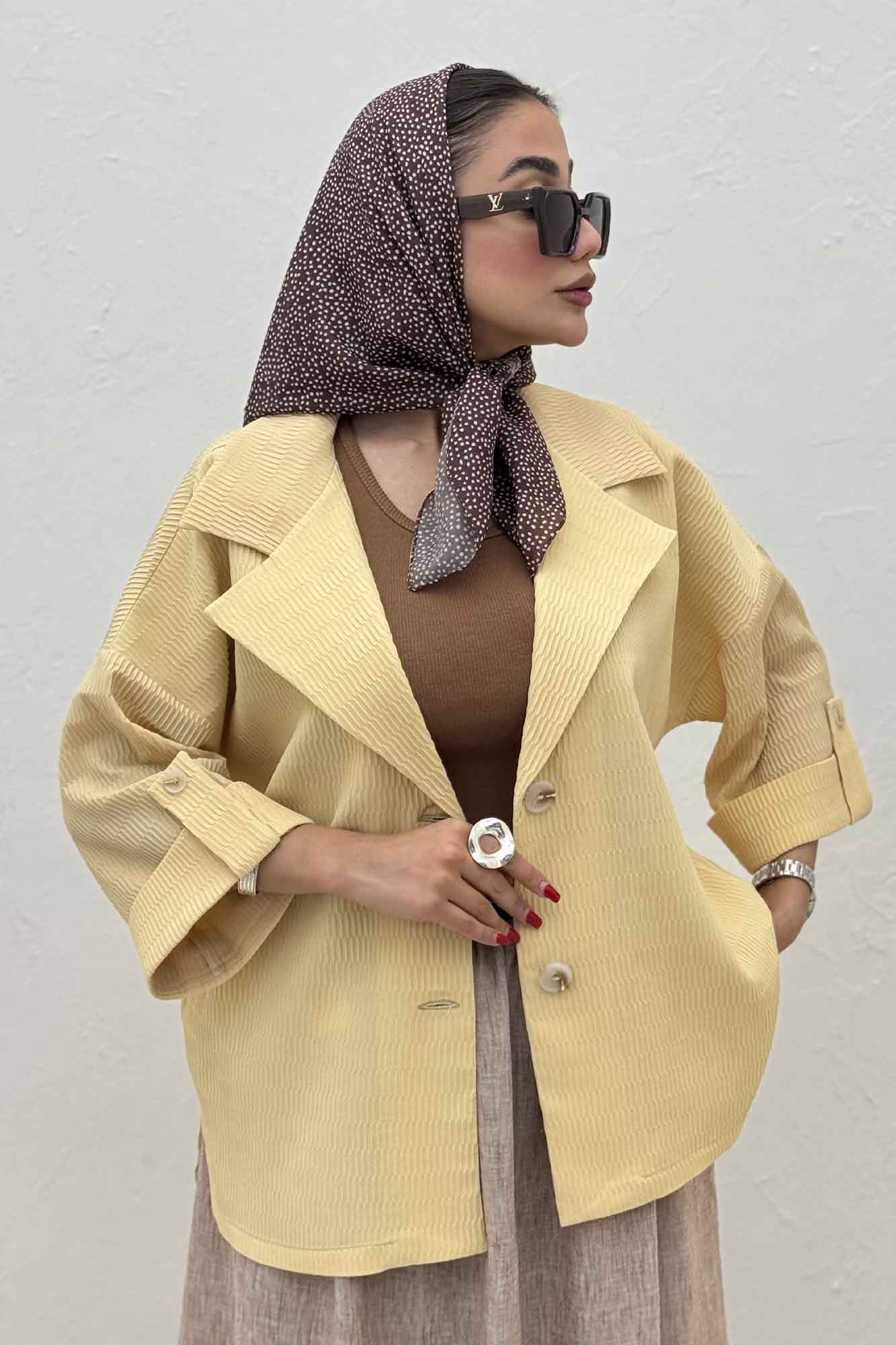 کت پاگن دار دو دکمه عمودی السا