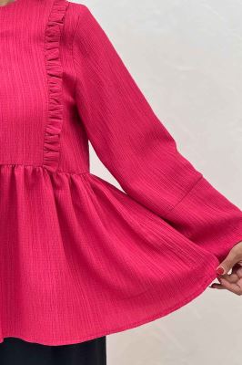 شومیز کریشه سه دکمه چین دار لوپن